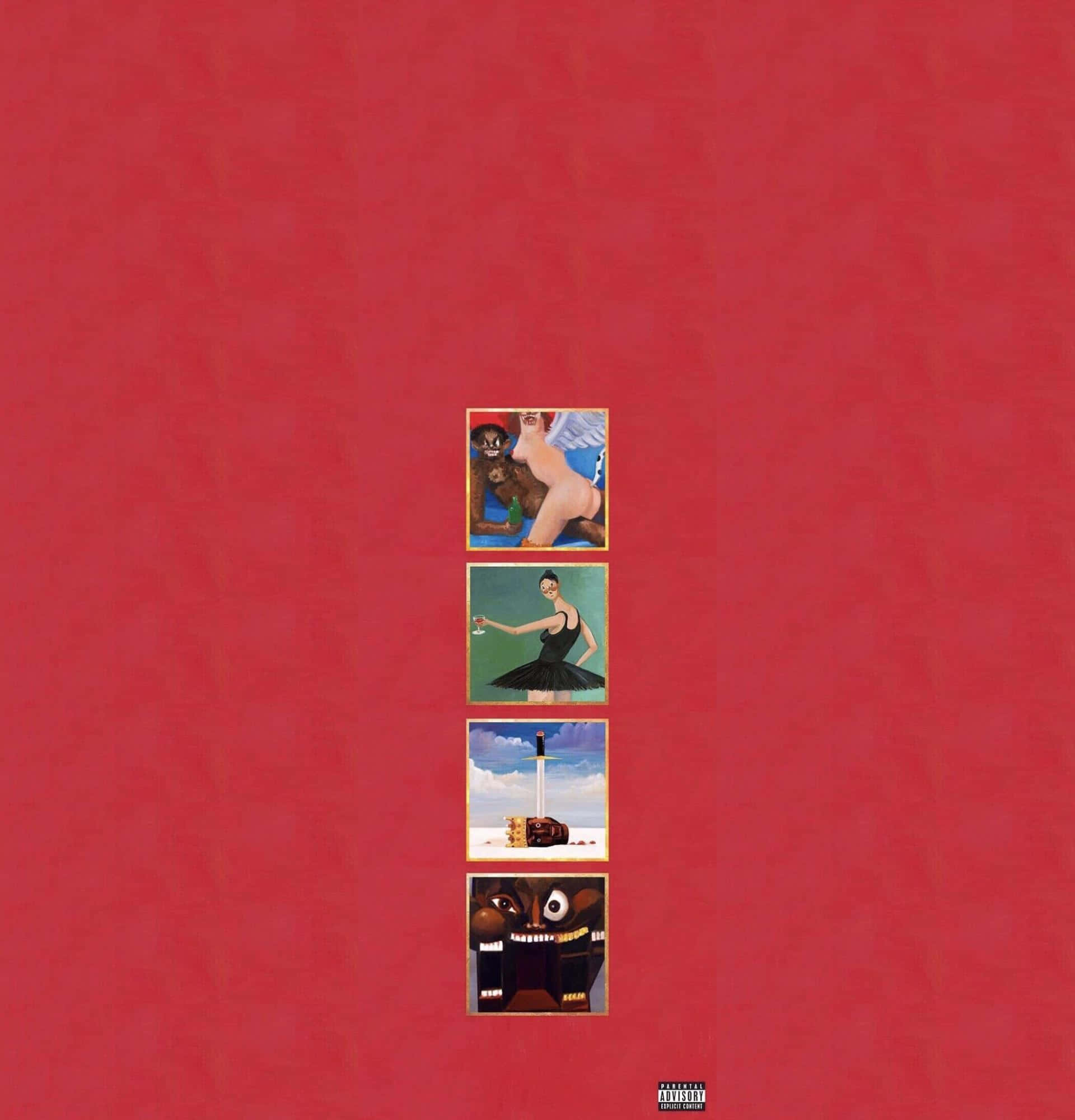 Kanye West, explicit album art, gold frames, Full HD Phone Wallpaper
