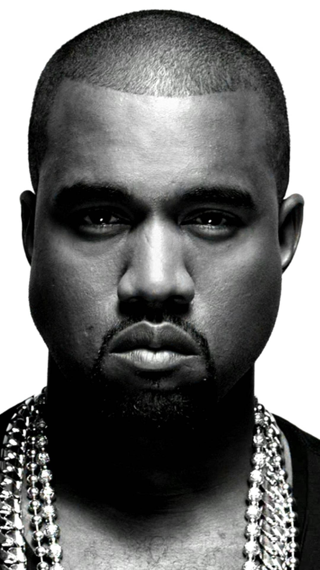 Kanye West, black and white portrait, intense gaze, Full HD Phone Wallpaper