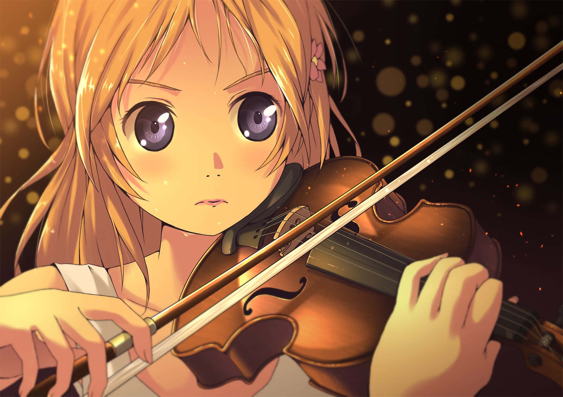 Kaori Miyazono, violin, golden hair, Full HD Desktop Wallpaper