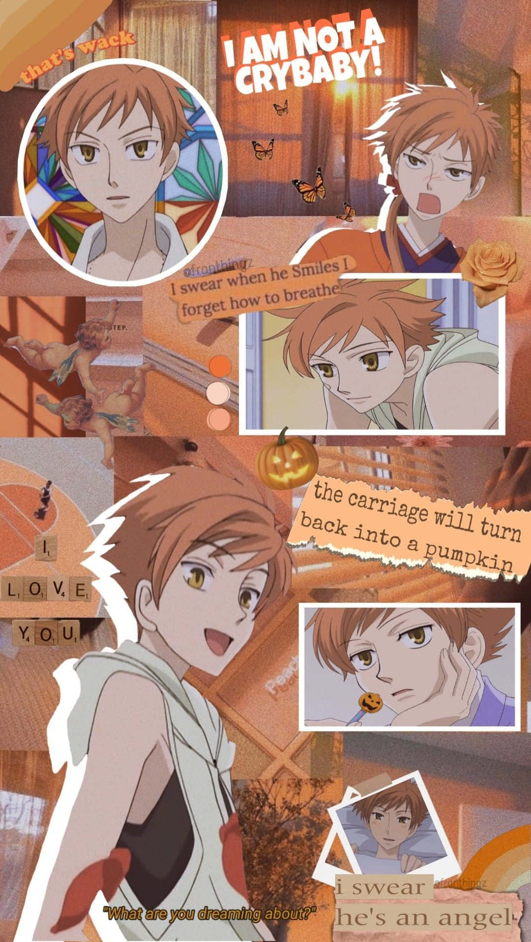 Kaoru Hitachiin, orange hair, anime collage, HD Phone Wallpaper