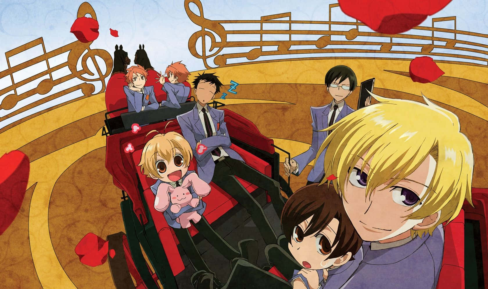 Kaoru Hitachiin, colored ribbon, roller coaster, HD Desktop Wallpaper