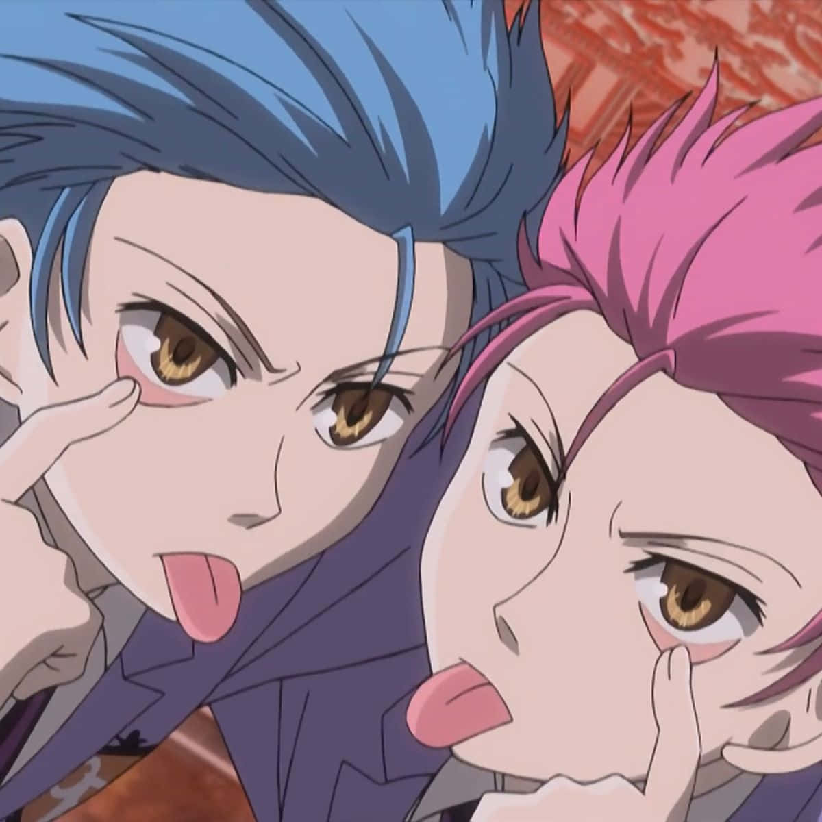 Kaoru Hitachiin, blue and pink hair, tongue sticking out, SD Desktop Wallpaper