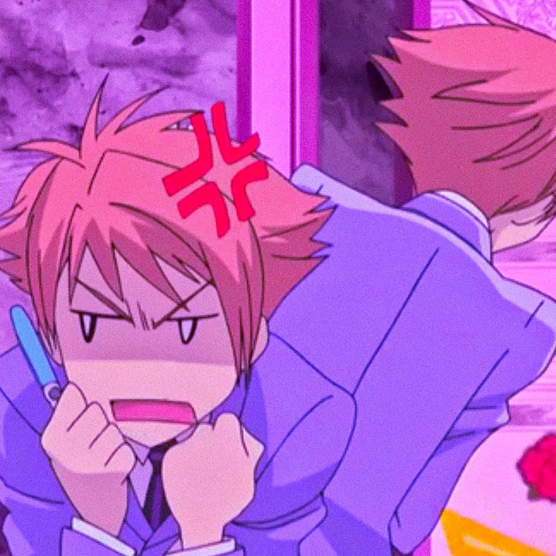 Kaoru Hitachiin, pink hair, angry expression, SD Desktop Wallpaper