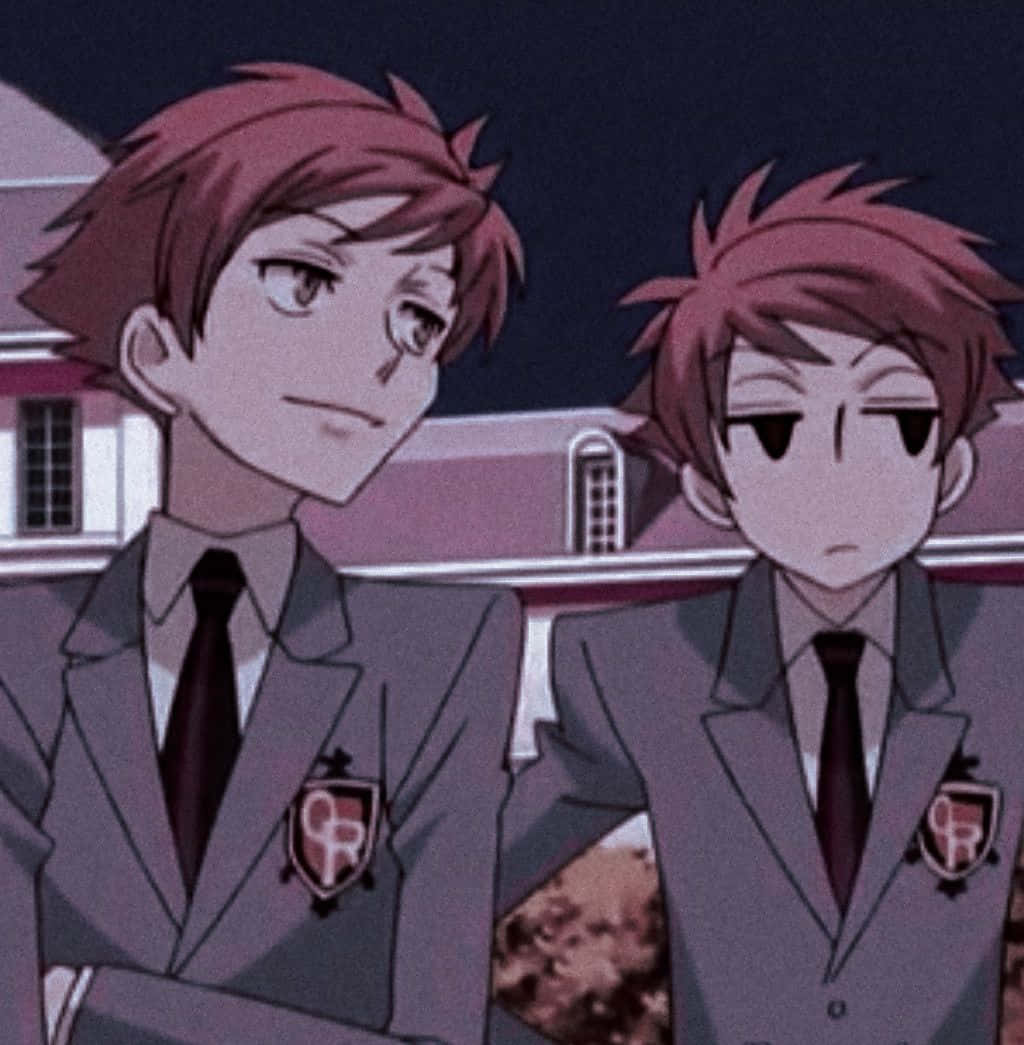 Kaoru Hitachiin, school uniforms, twilight building backdrop, SD Phone Wallpaper