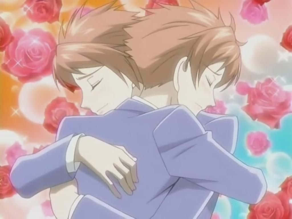Kaoru Hitachiin, school uniforms, floating pink roses, SD Desktop Wallpaper