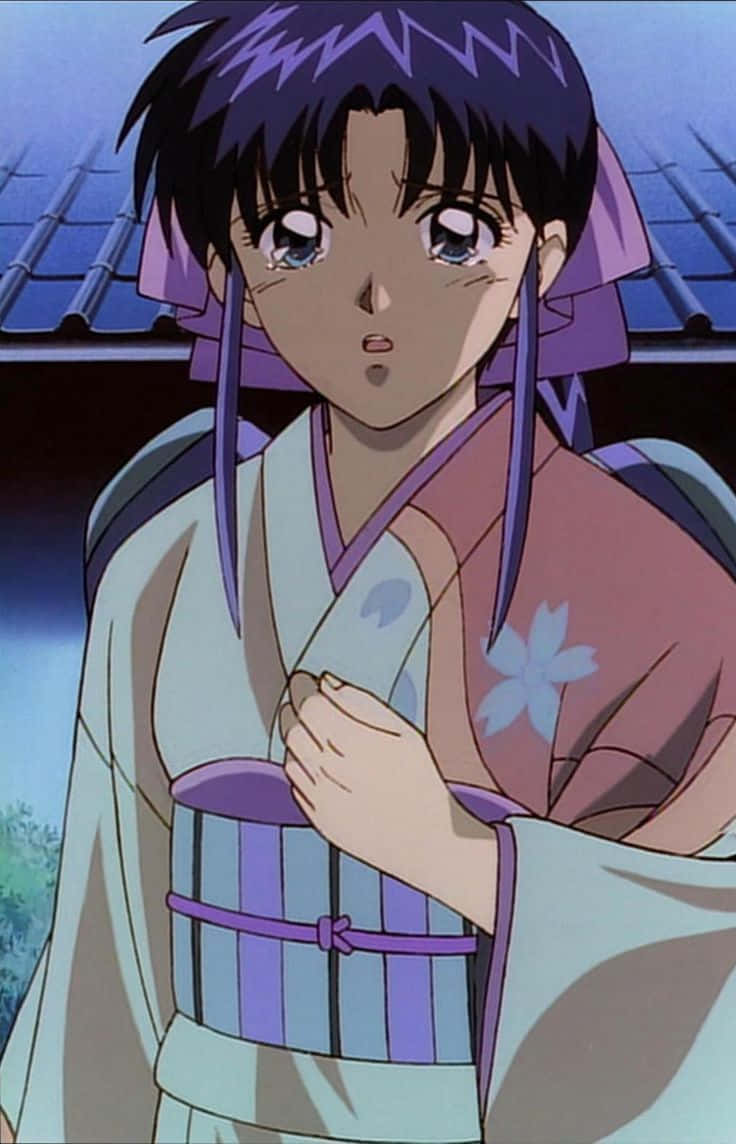 Kaoru Kamiya, purple hair, blue eyes, SD Phone Wallpaper