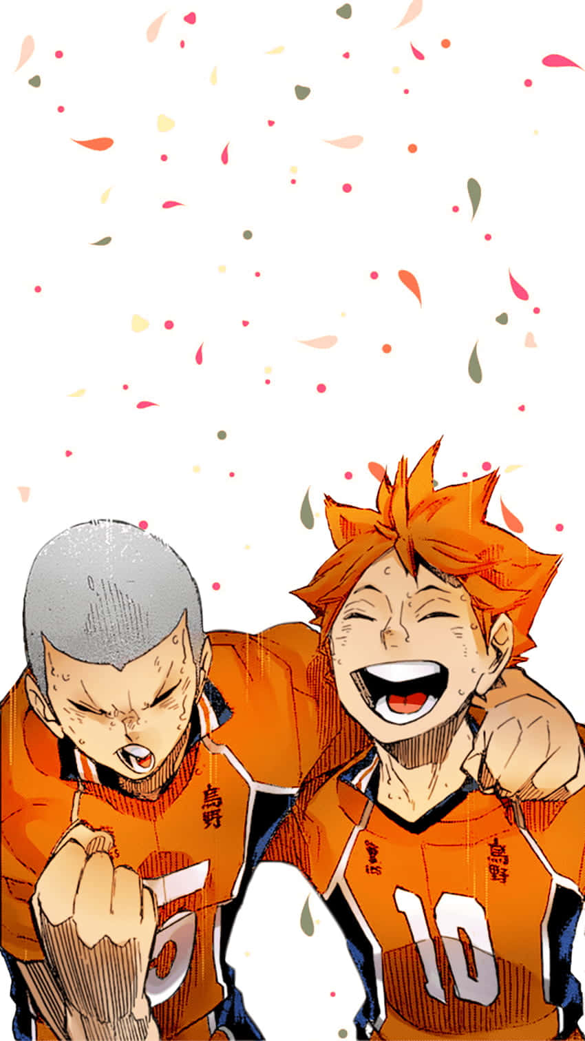 Karasuno, orange jerseys, confetti, HD Phone Wallpaper