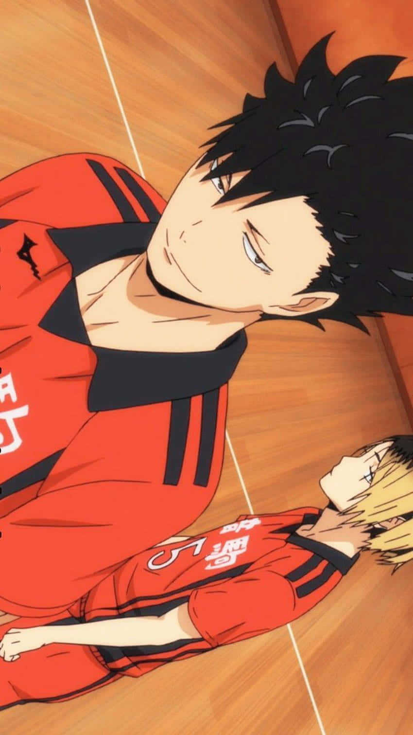 Karasuno, red uniforms, wooden court, HD Phone Wallpaper