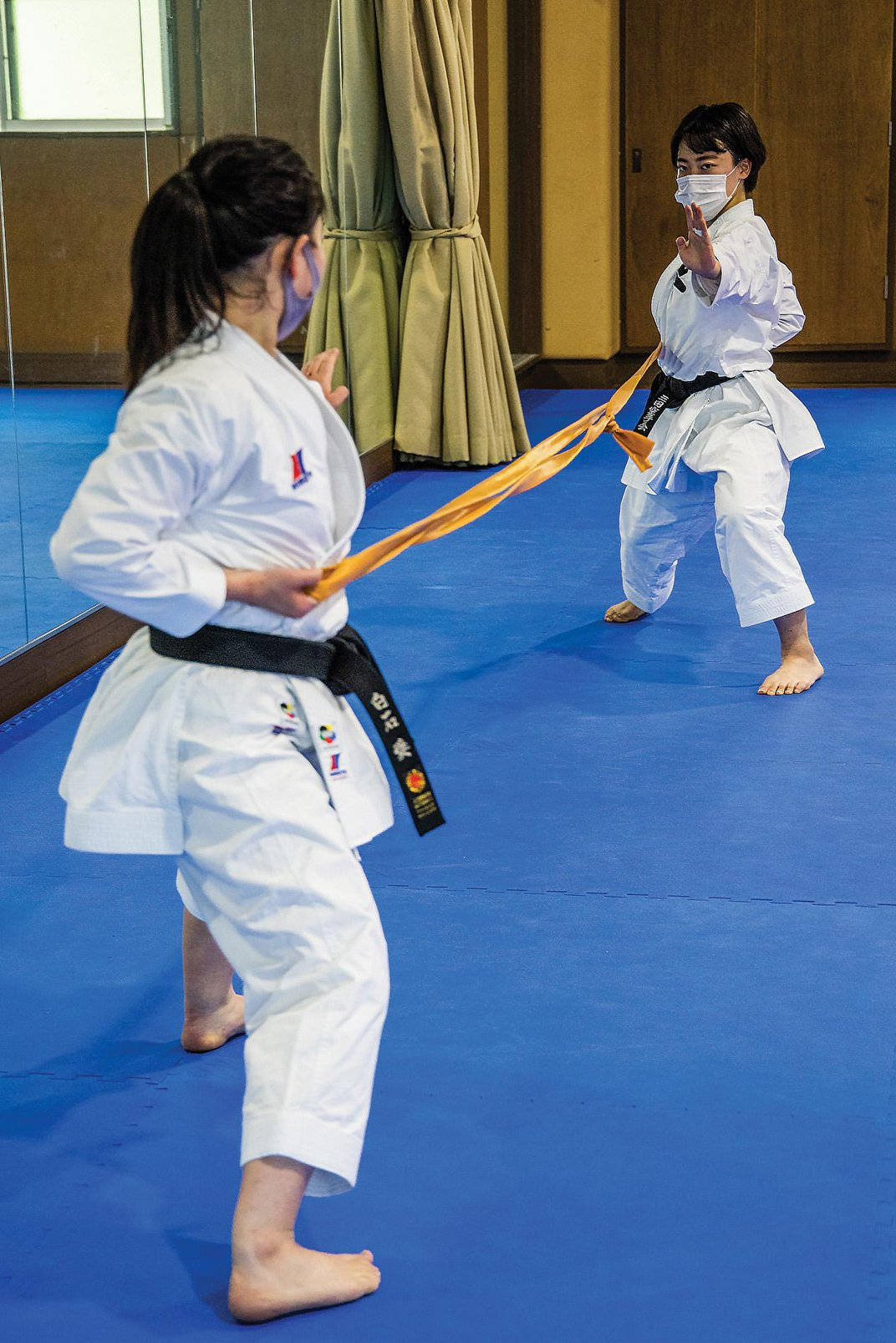 karate, two women, white gi, HD Phone Wallpaper