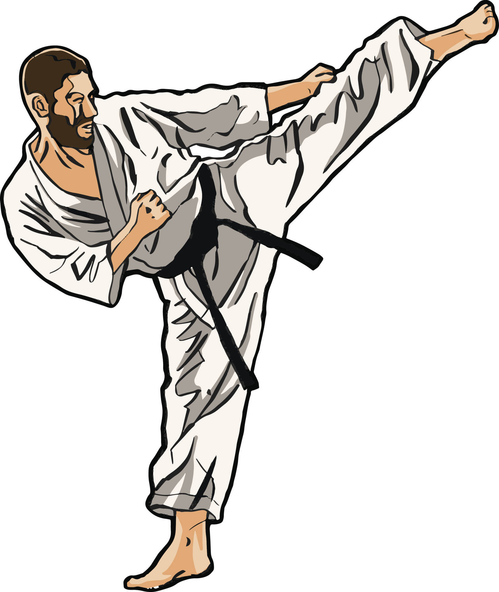 karate gi, black belt, high kick, Full HD Phone Wallpaper