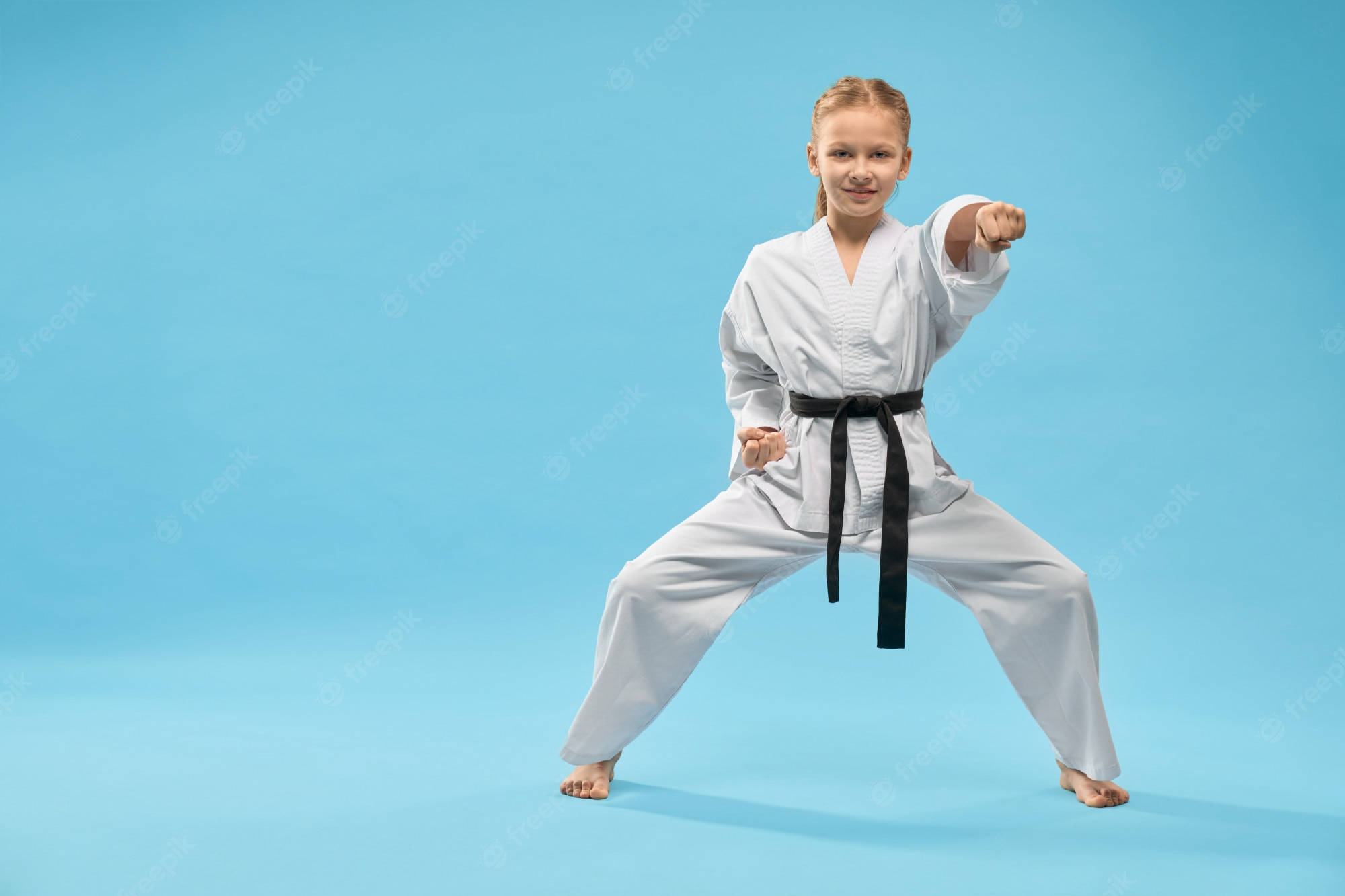 white karate gi, black belt, confident pose, Full HD Desktop Wallpaper