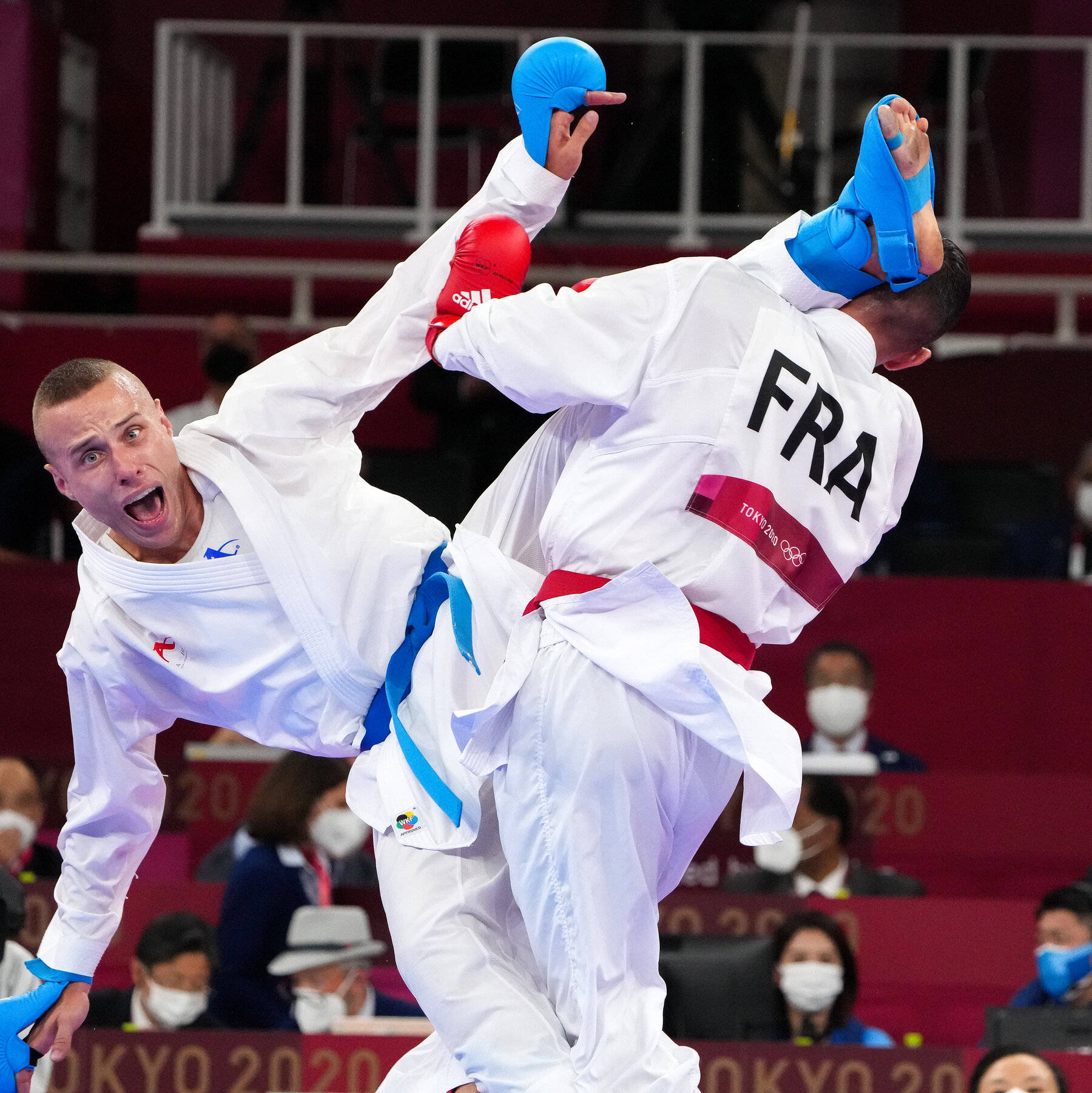 karate, white gi, blue gloves, HD Phone Wallpaper