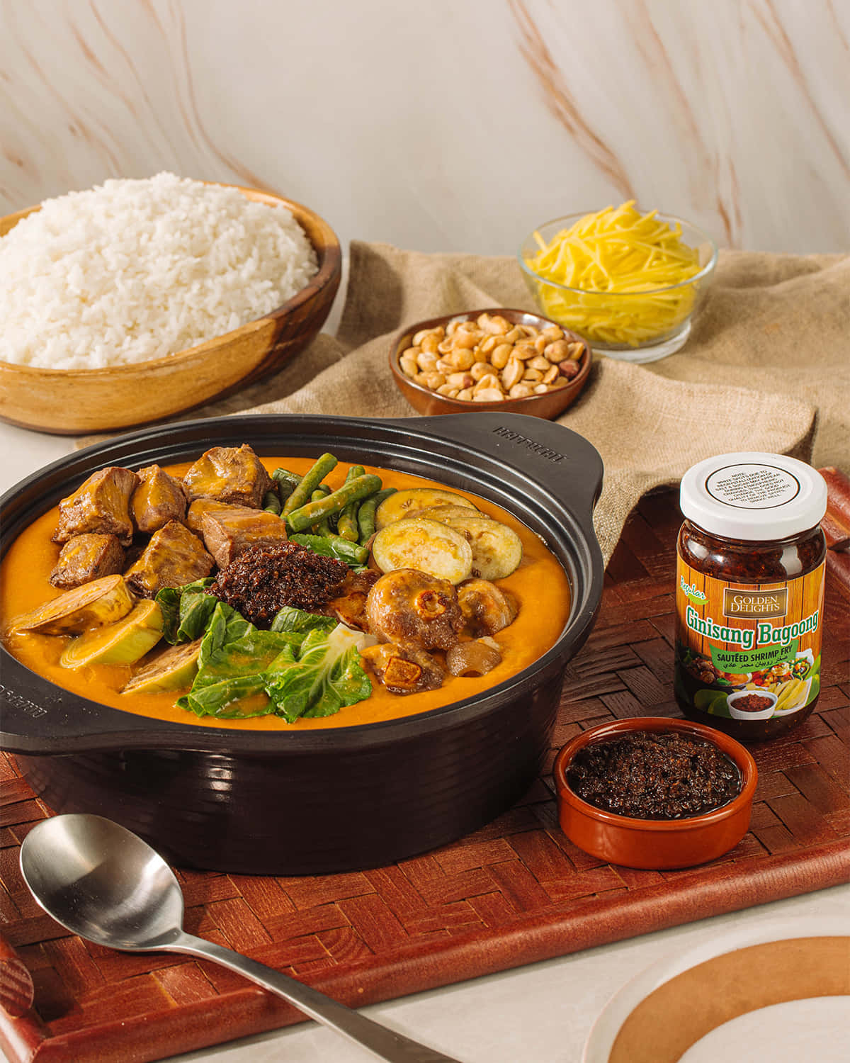 Kare-kare, rice, ginisang bagoong stew, HD Phone Wallpaper