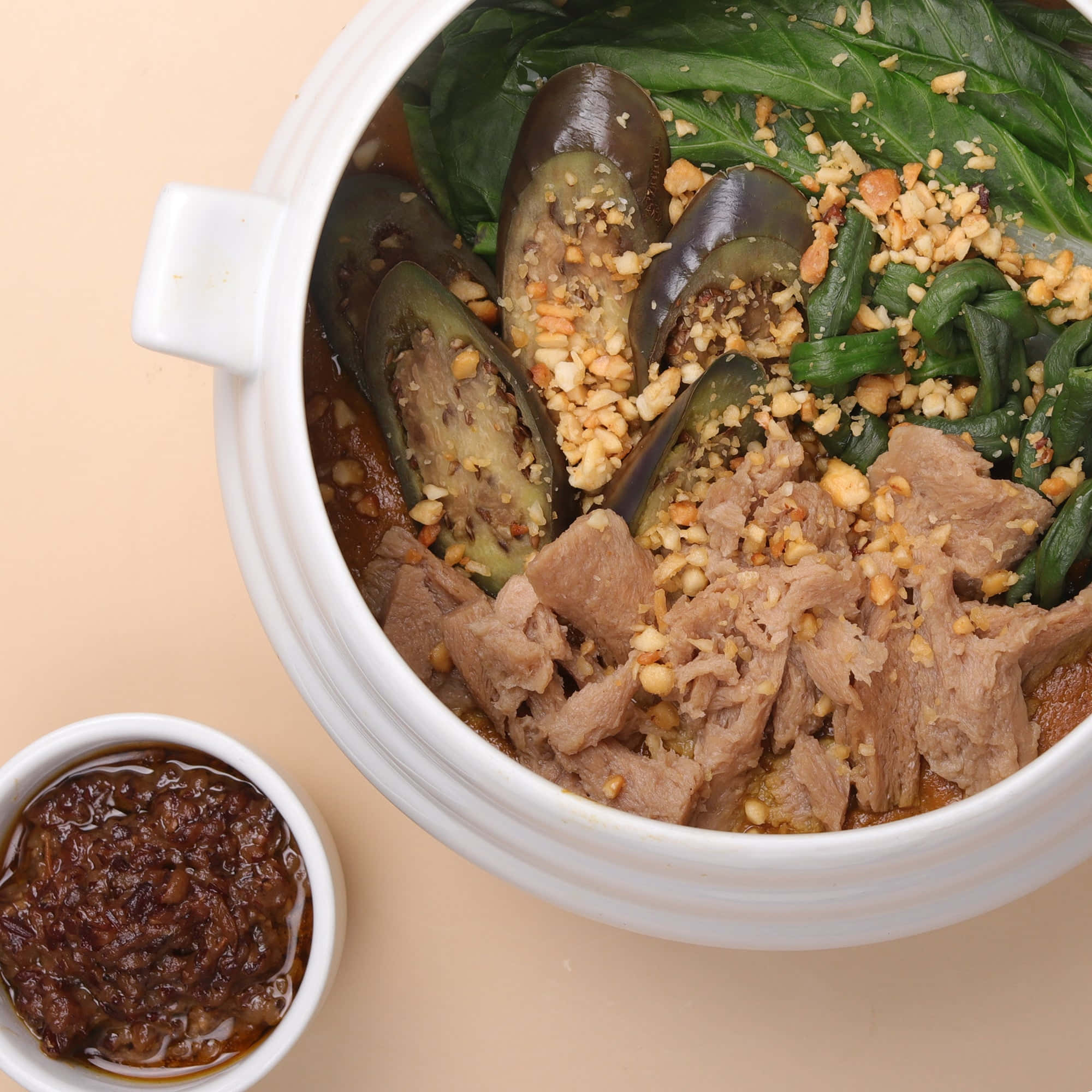Filipino cuisine, Kare-Kare, white ceramic bowl, Full HD Desktop Wallpaper