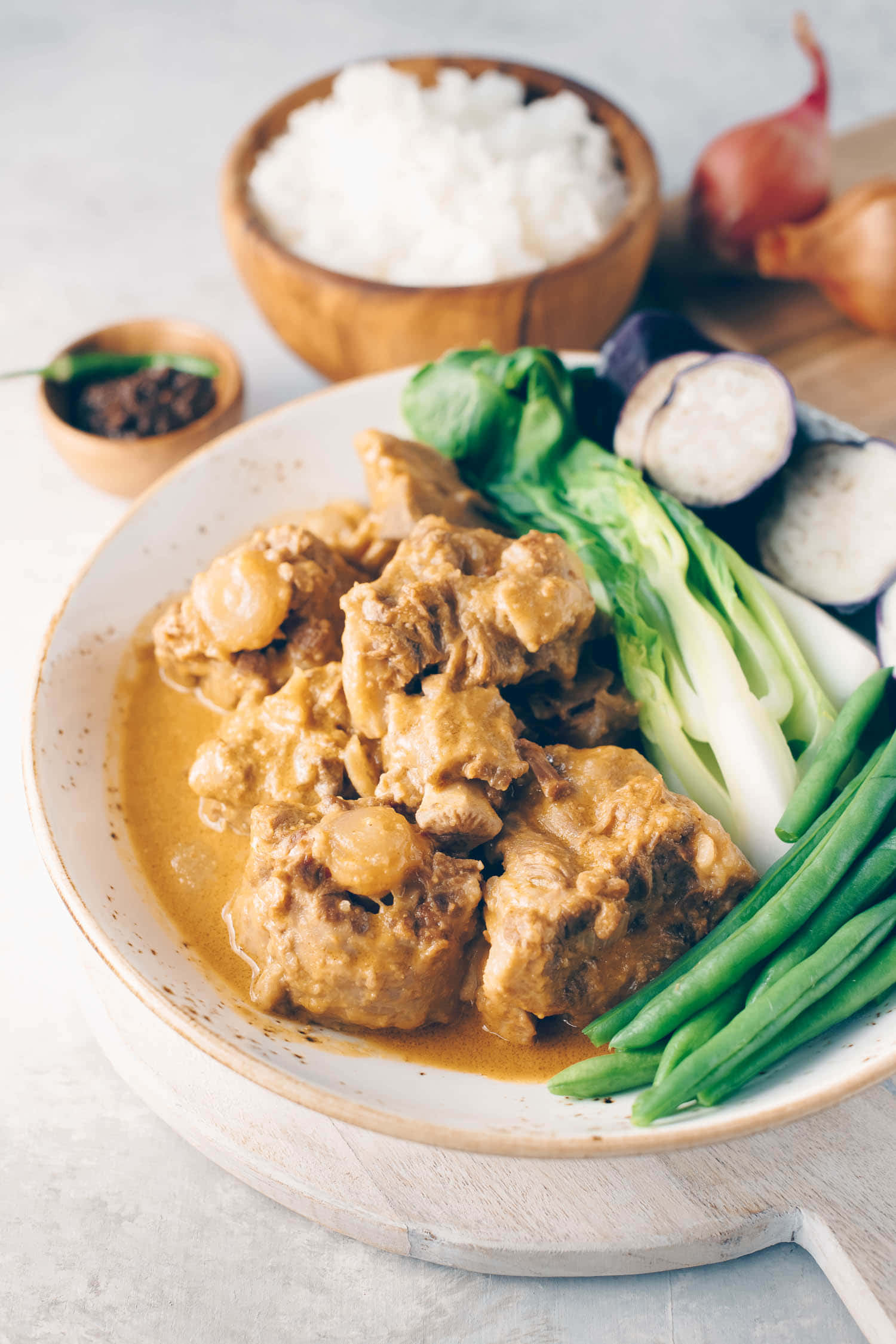 Kare-kare, rice, rich curry, Full HD Phone Wallpaper