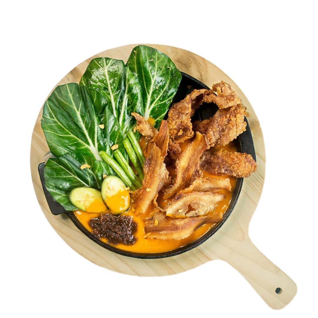 kare-kare, cast-iron skillet, bok choy, SD Desktop Wallpaper