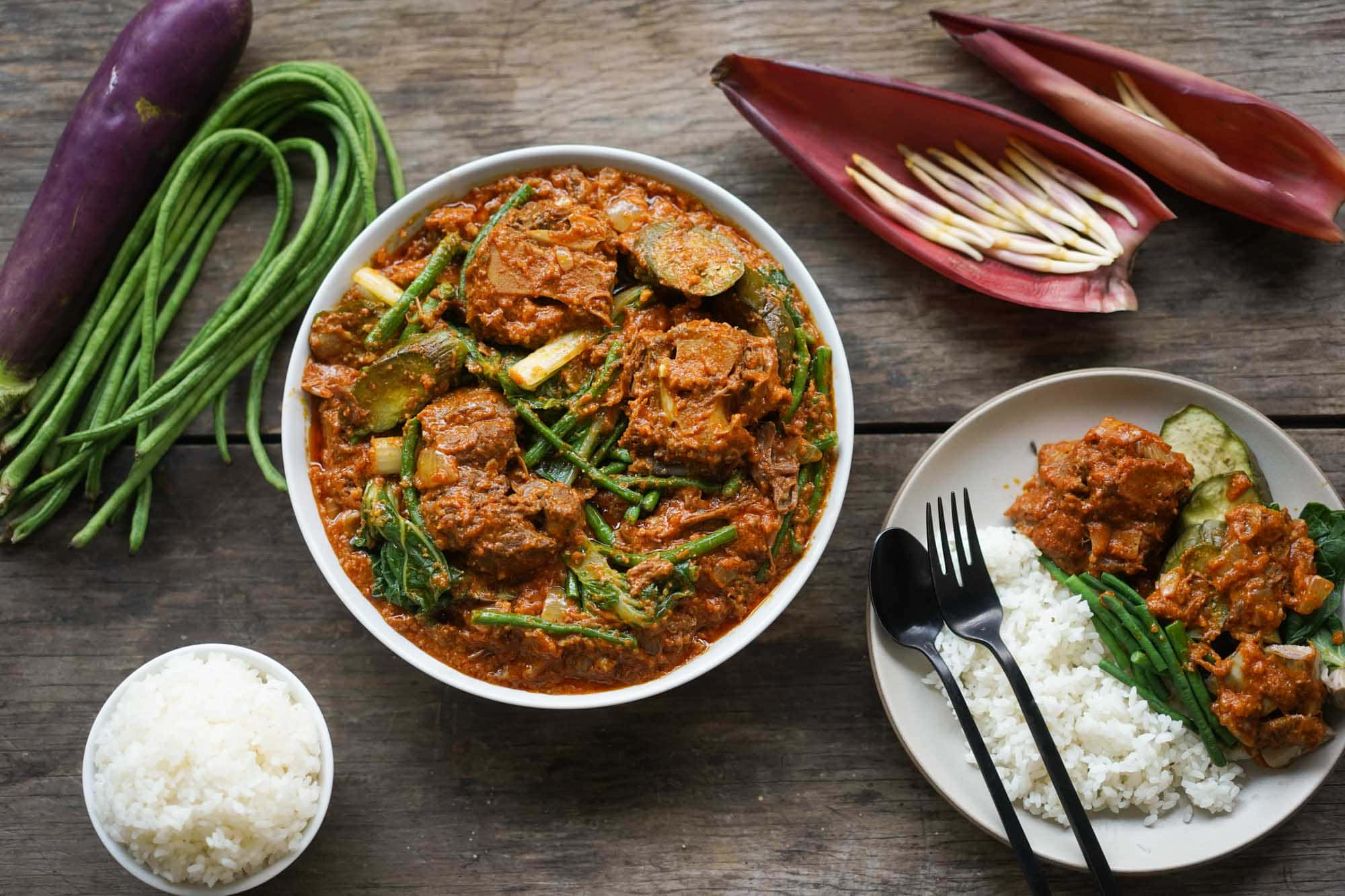 Kare-Kare, Filipino Stew, white bowl, Full HD Desktop Wallpaper