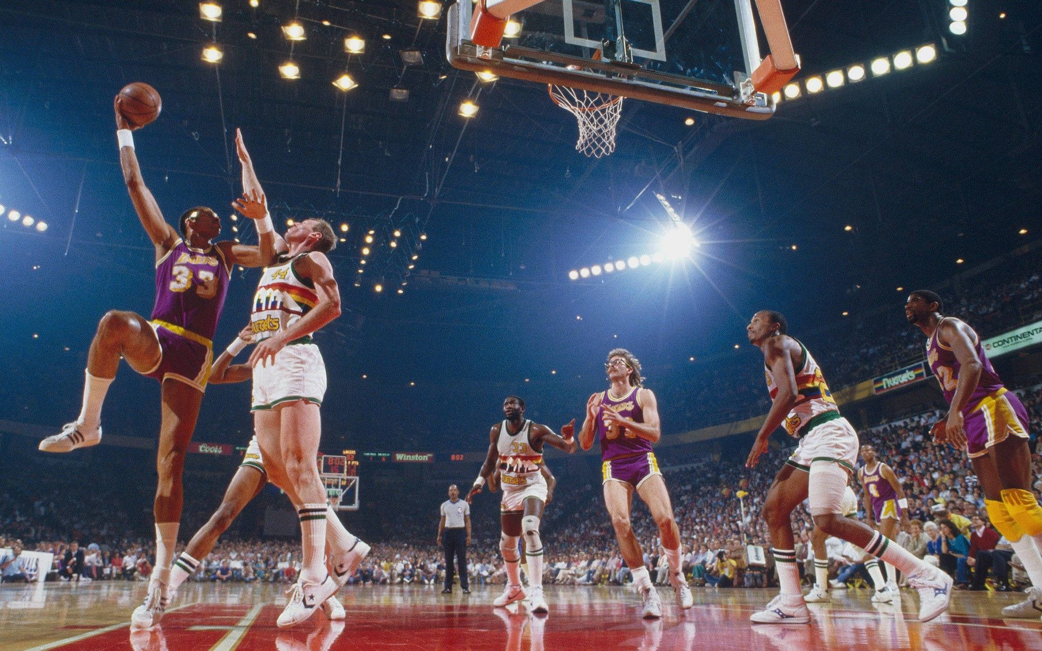 Kareem Abdul-Jabbar, purple, hoop, Full HD Desktop Wallpaper