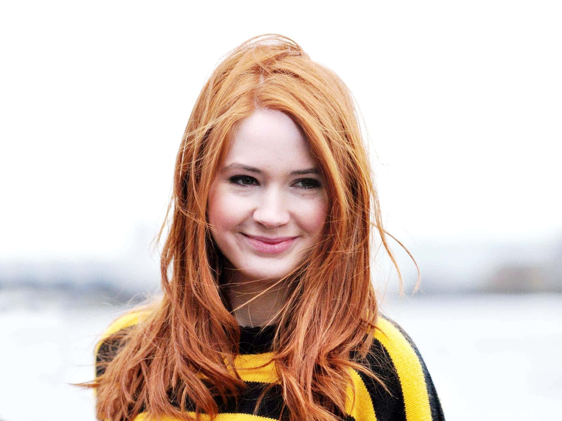 Karen Gillan, red carpet, vibrant red hair, Full HD Desktop Wallpaper