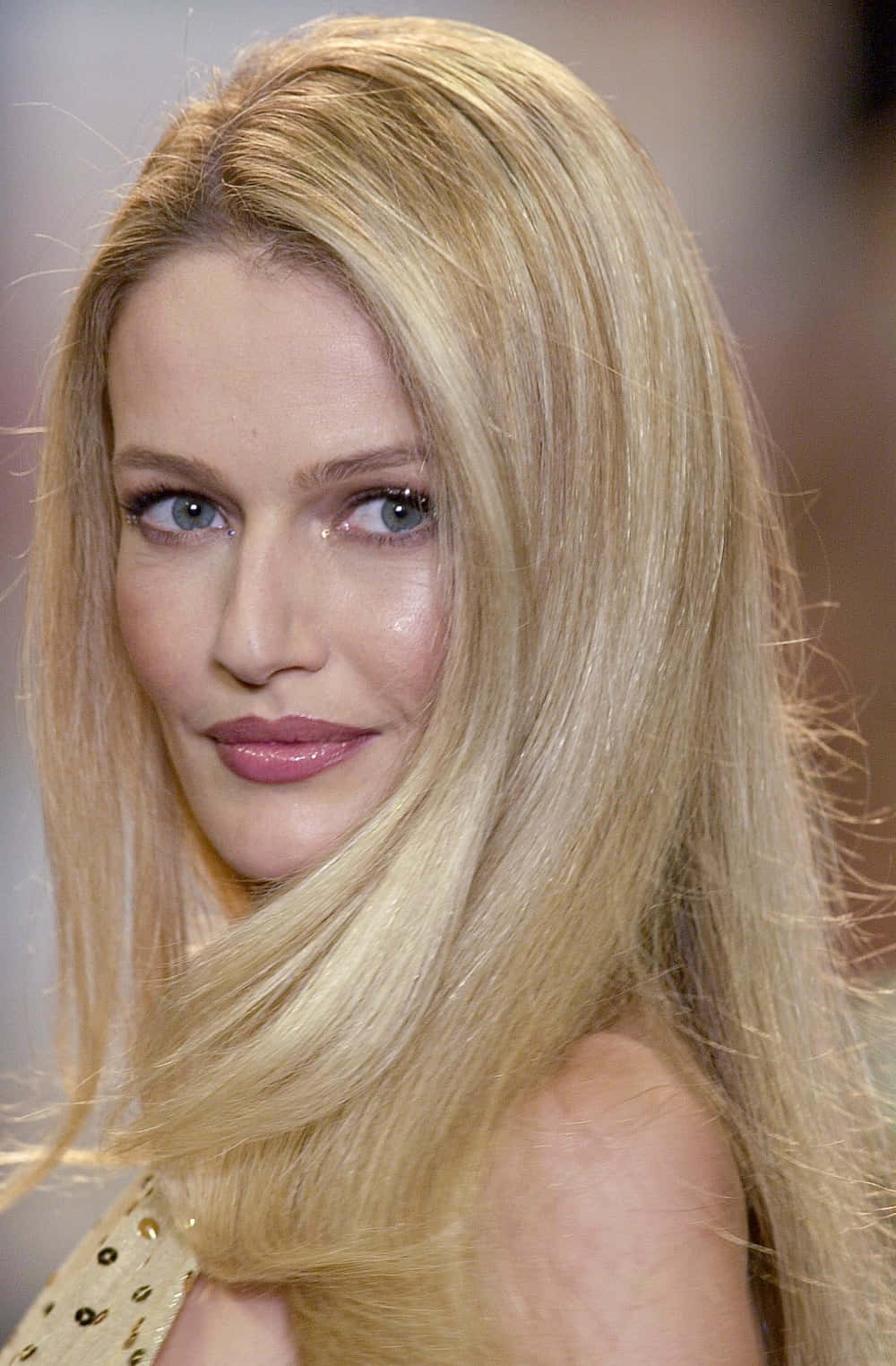 Karen Mulder, blonde woman, striking blue eyes, HD Phone Wallpaper