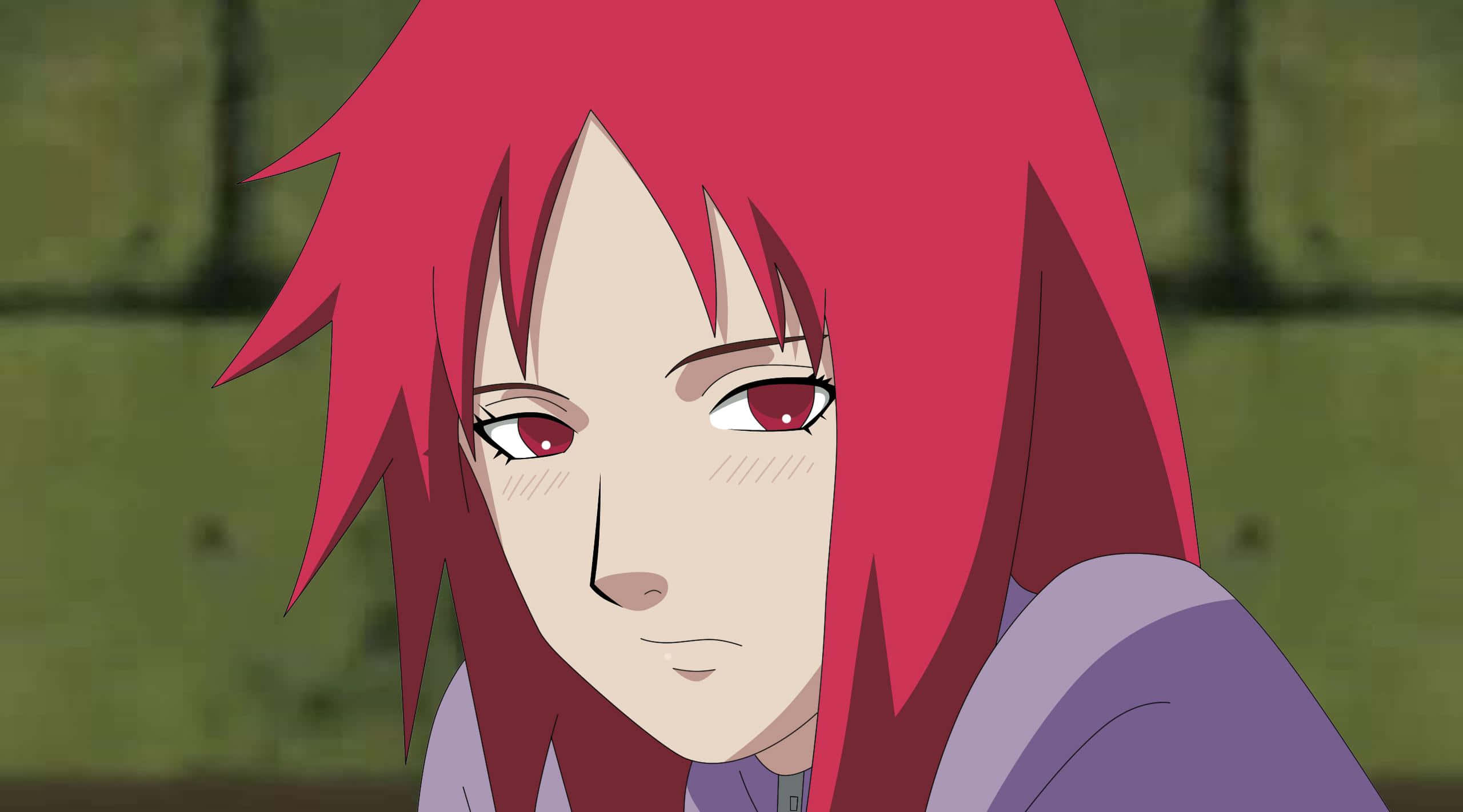 Karin Uzumaki, cherry red hair, intense red eyes, 2K Desktop Wallpaper