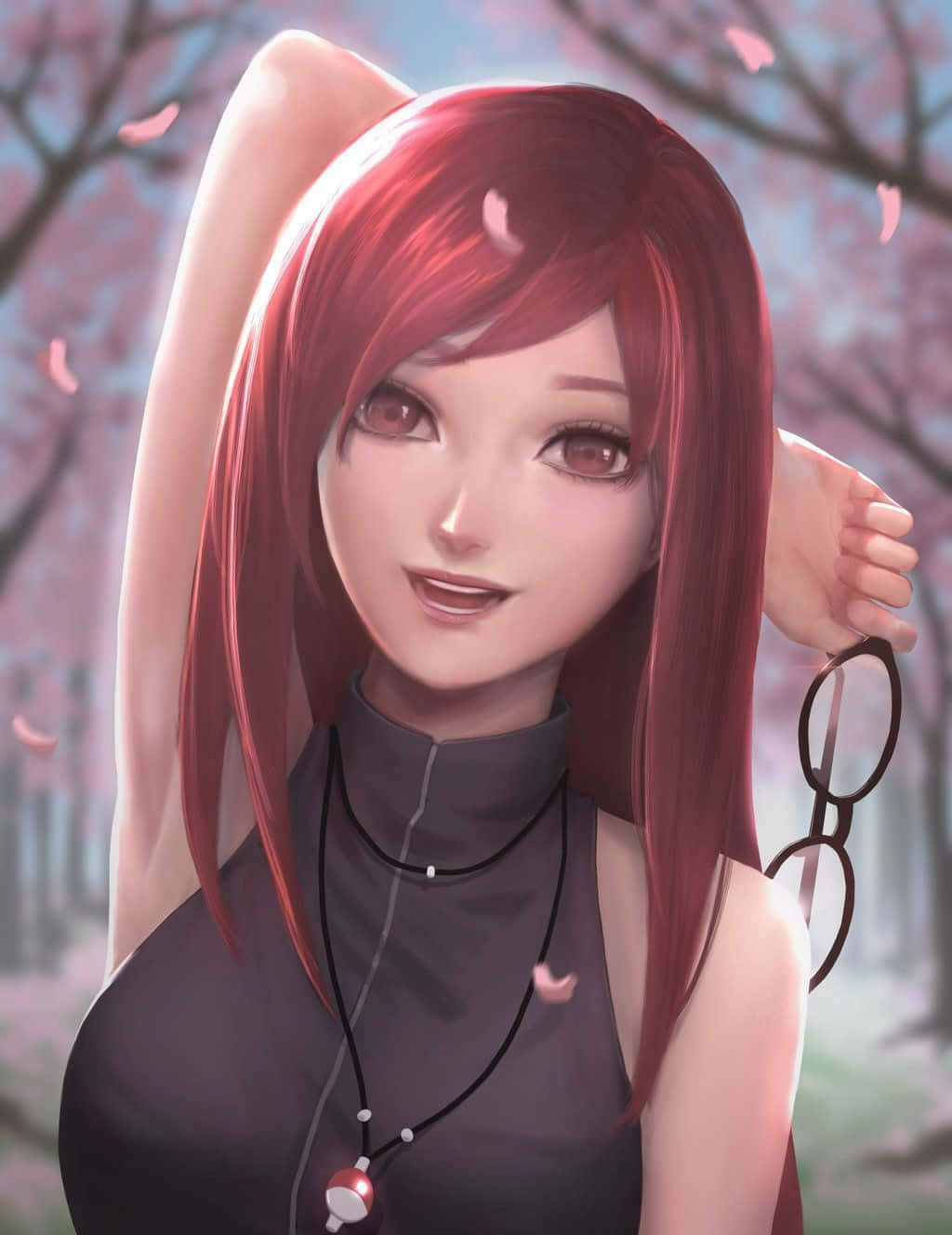 Karin Uzumaki, red hair, glasses, HD Phone Wallpaper