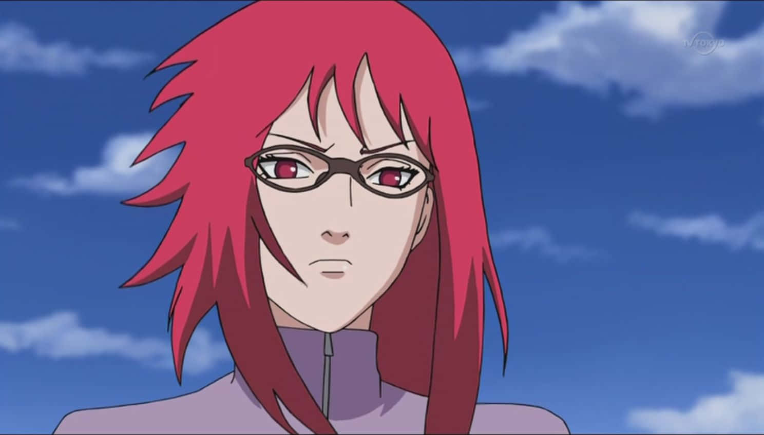 Karin Uzumaki, spiky red hair, glasses, HD Desktop Wallpaper