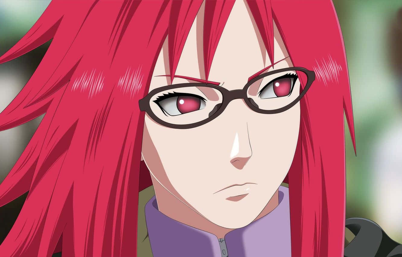 Karin Uzumaki, vibrant red hair, glasses, HD Desktop Wallpaper