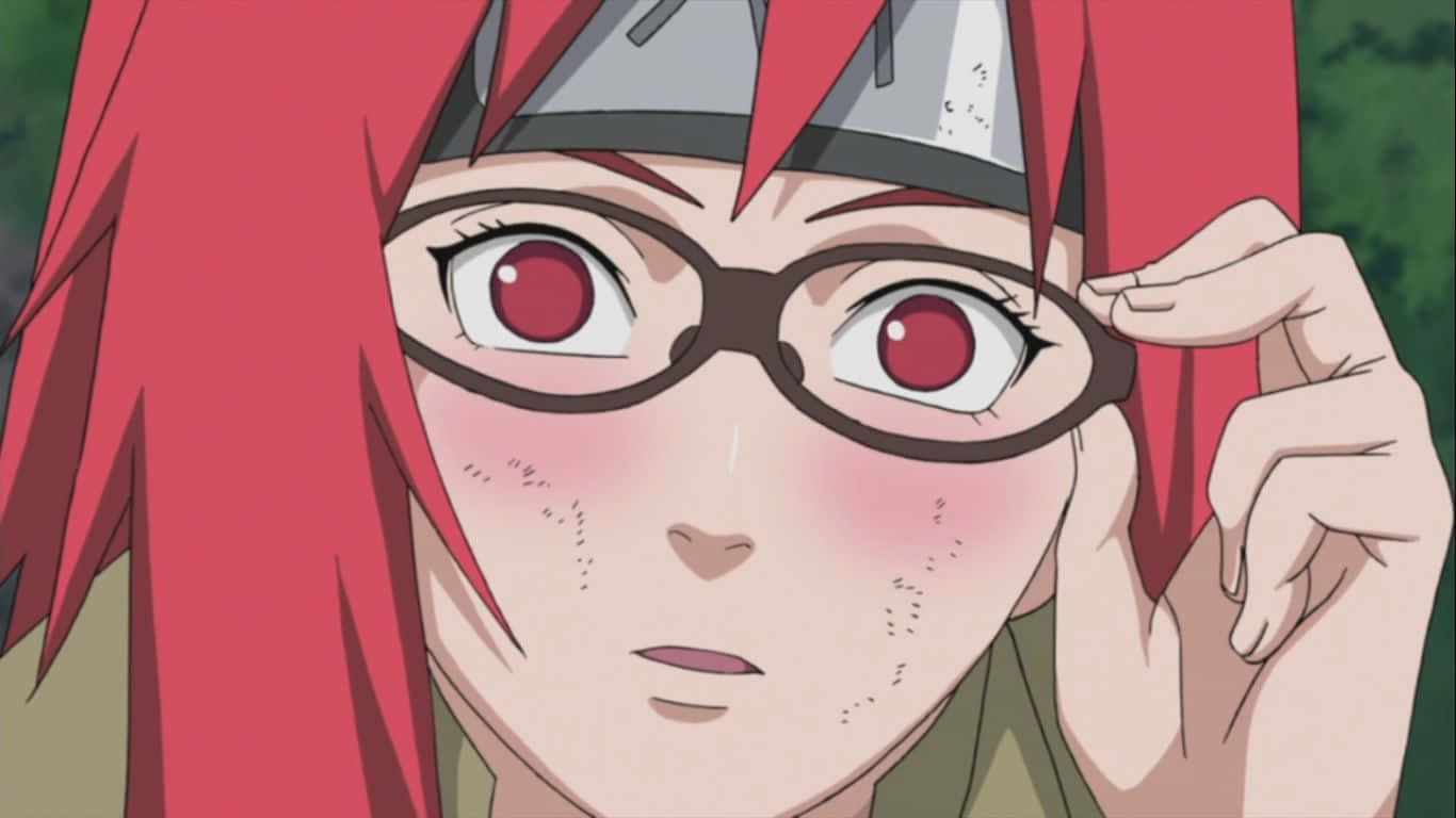 Karin Uzumaki, vibrant red hair, glasses, HD Desktop Wallpaper