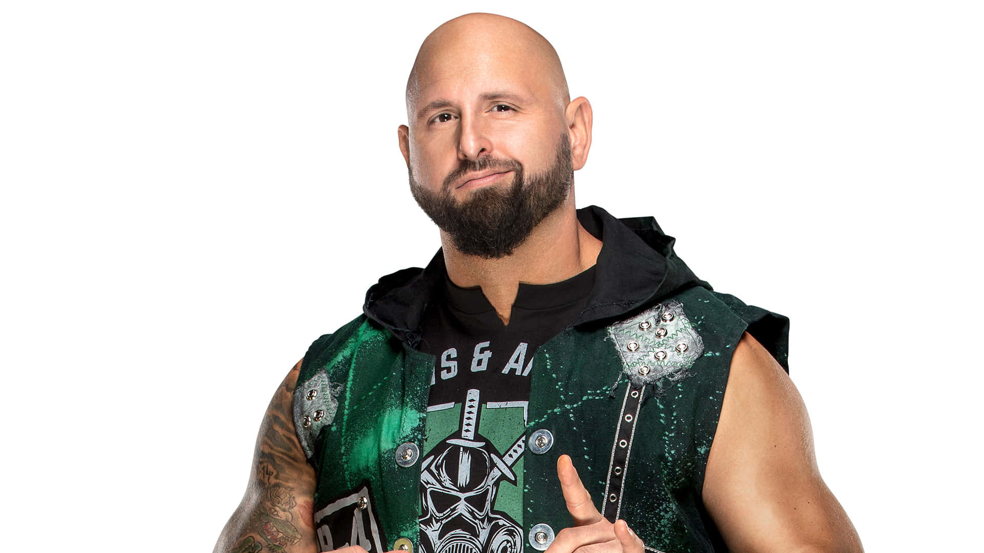 Karl Anderson, green studded vest, white background, Full HD Desktop Wallpaper