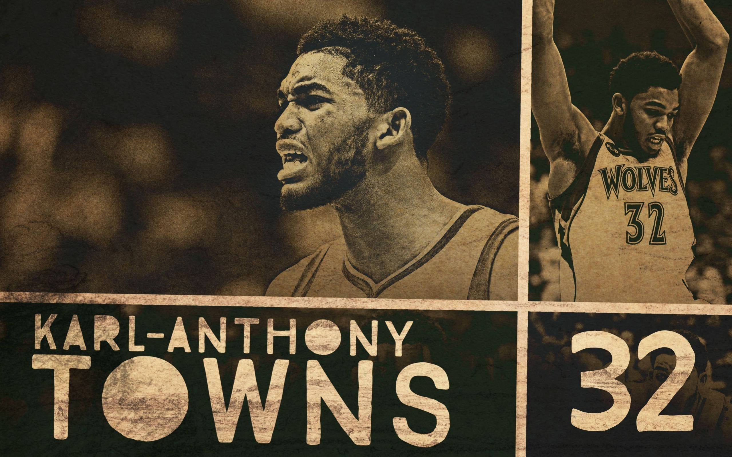 Karl-anthony Towns, sepia, basketball player, Full HD Desktop Wallpaper