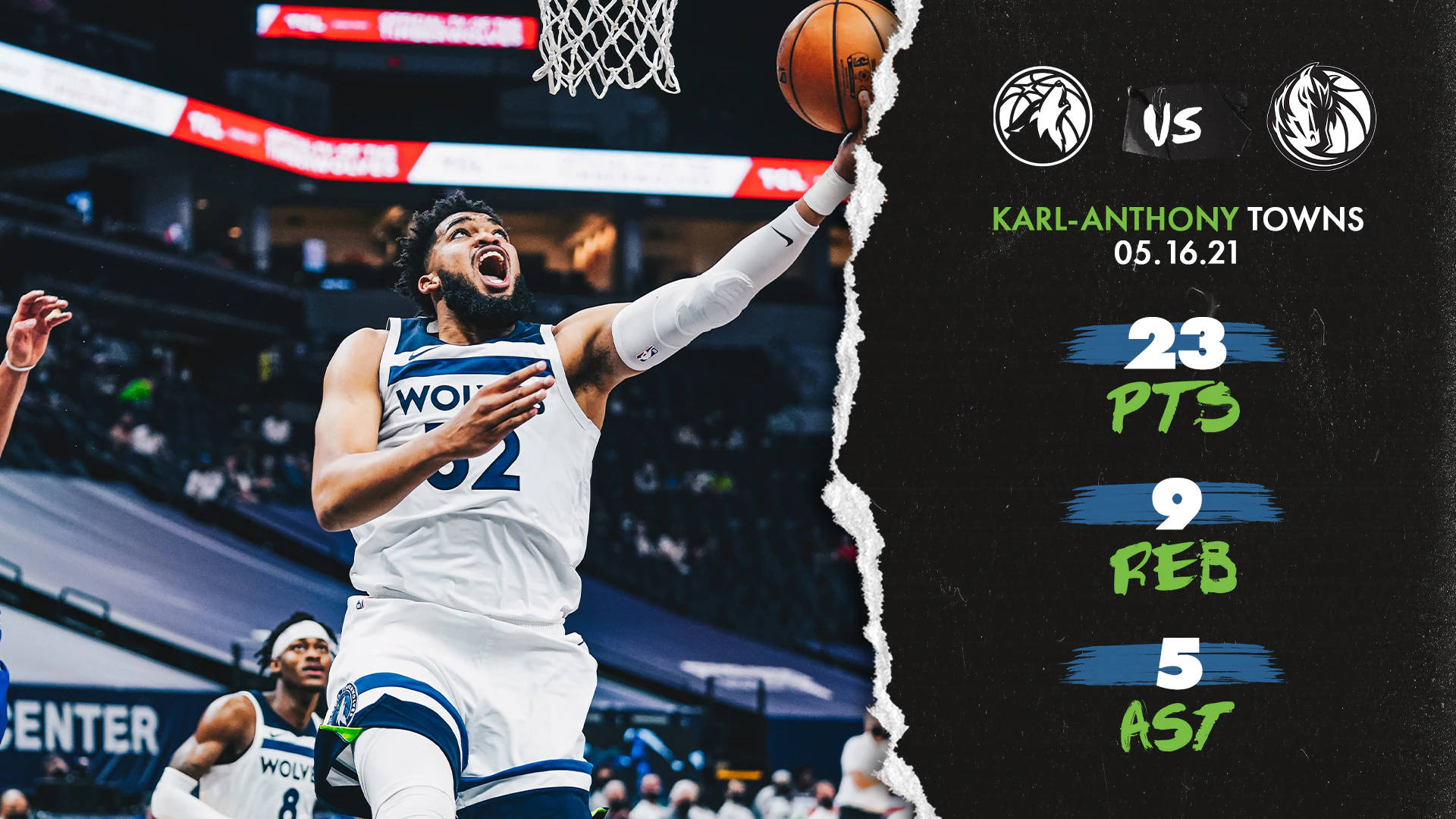 Karl-Anthony Towns, dunks, 23 points, Full HD Desktop Wallpaper