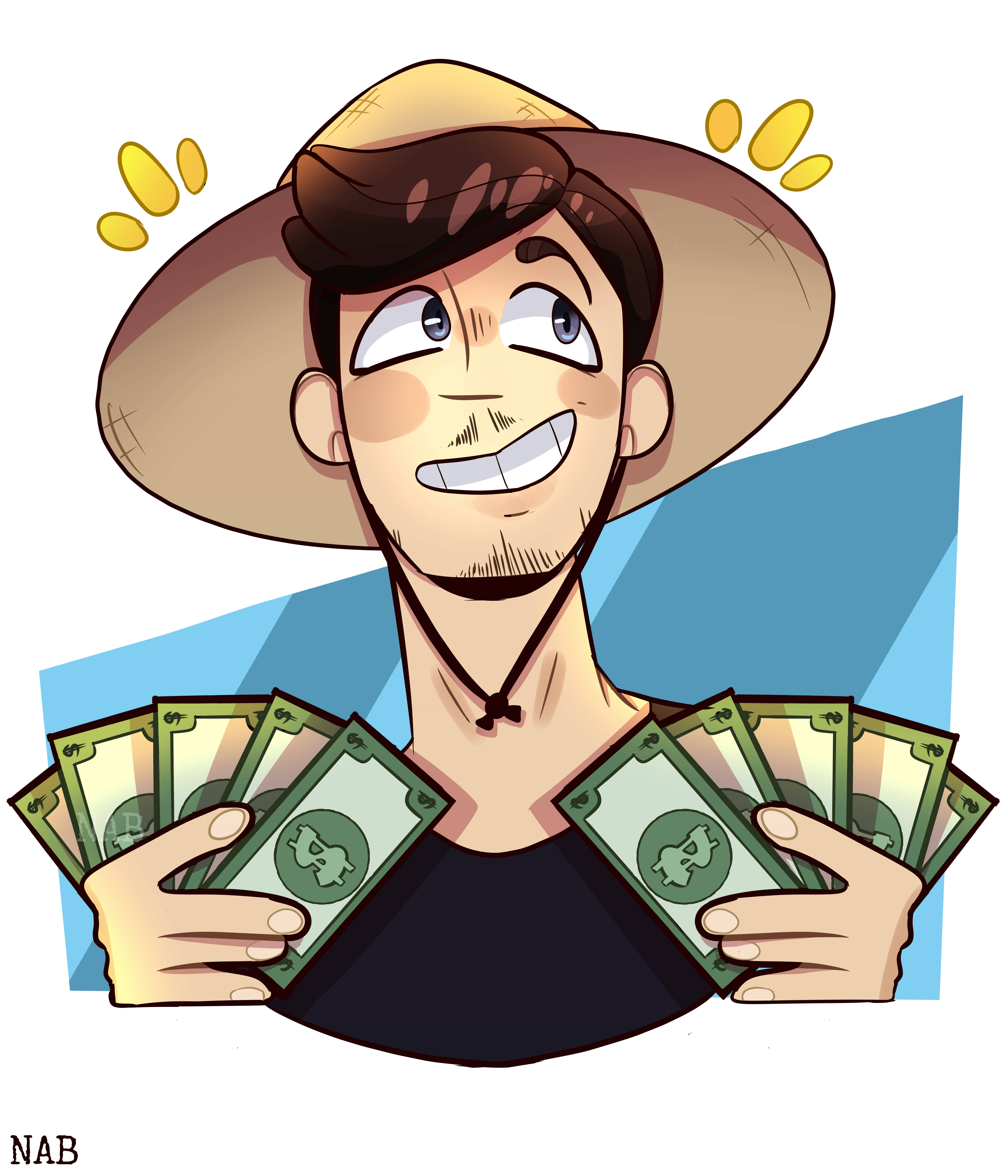 Karl Jacobs, straw hat, green currency notes, 5K Phone Wallpaper
