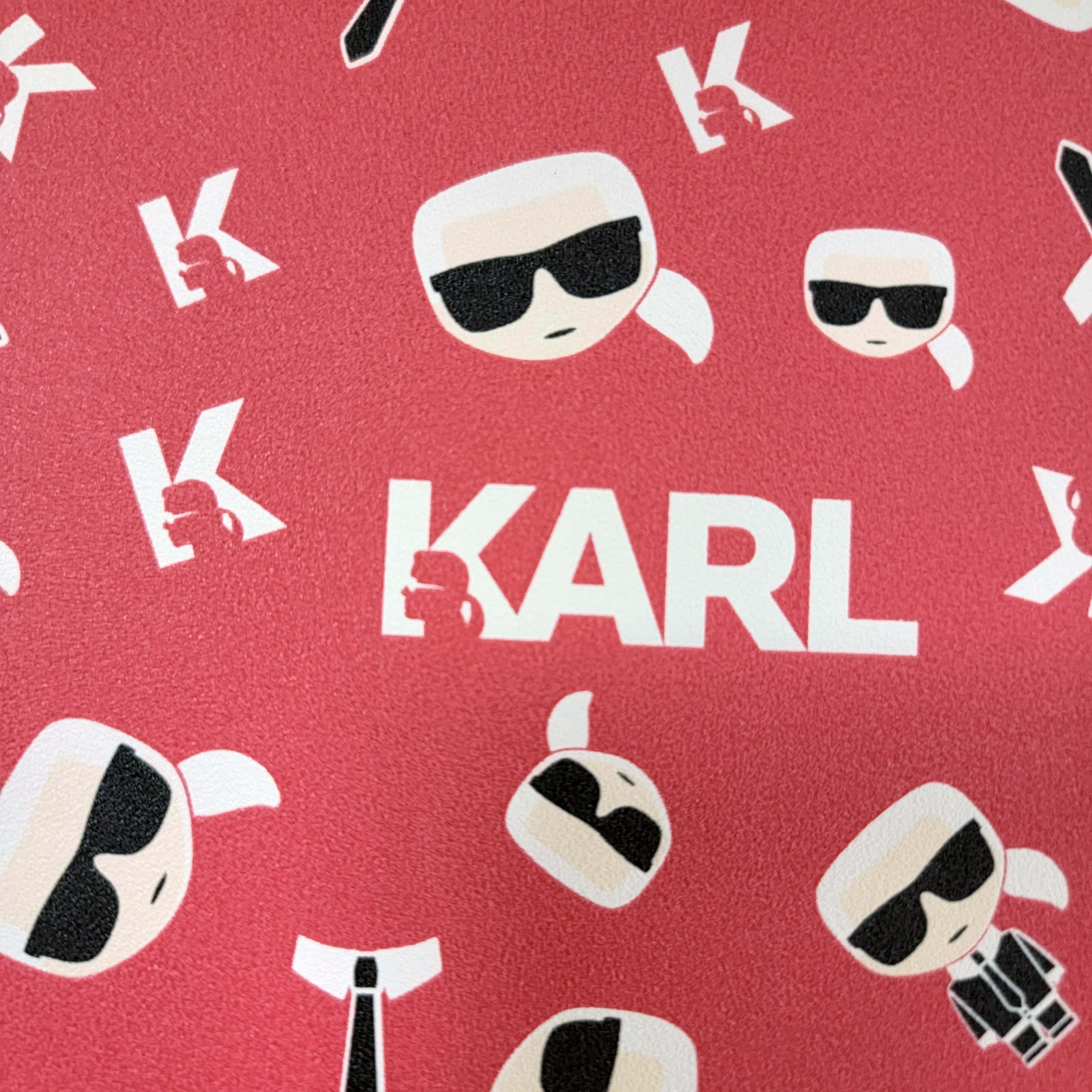 Karl Lagerfeld, red, white, 2K Desktop Wallpaper