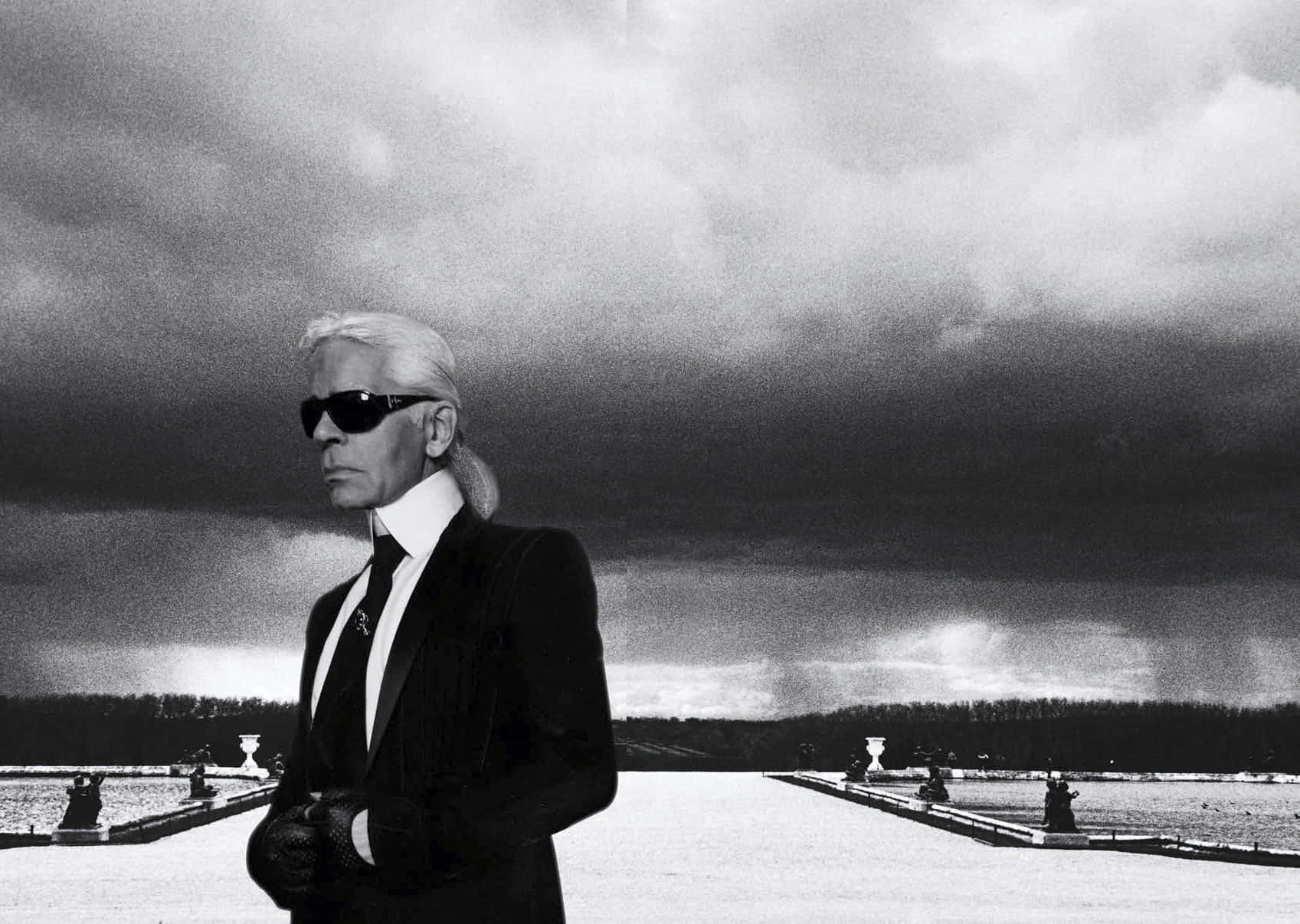 Karl Lagerfeld, classic leather jacket, glasses, HD Desktop Wallpaper