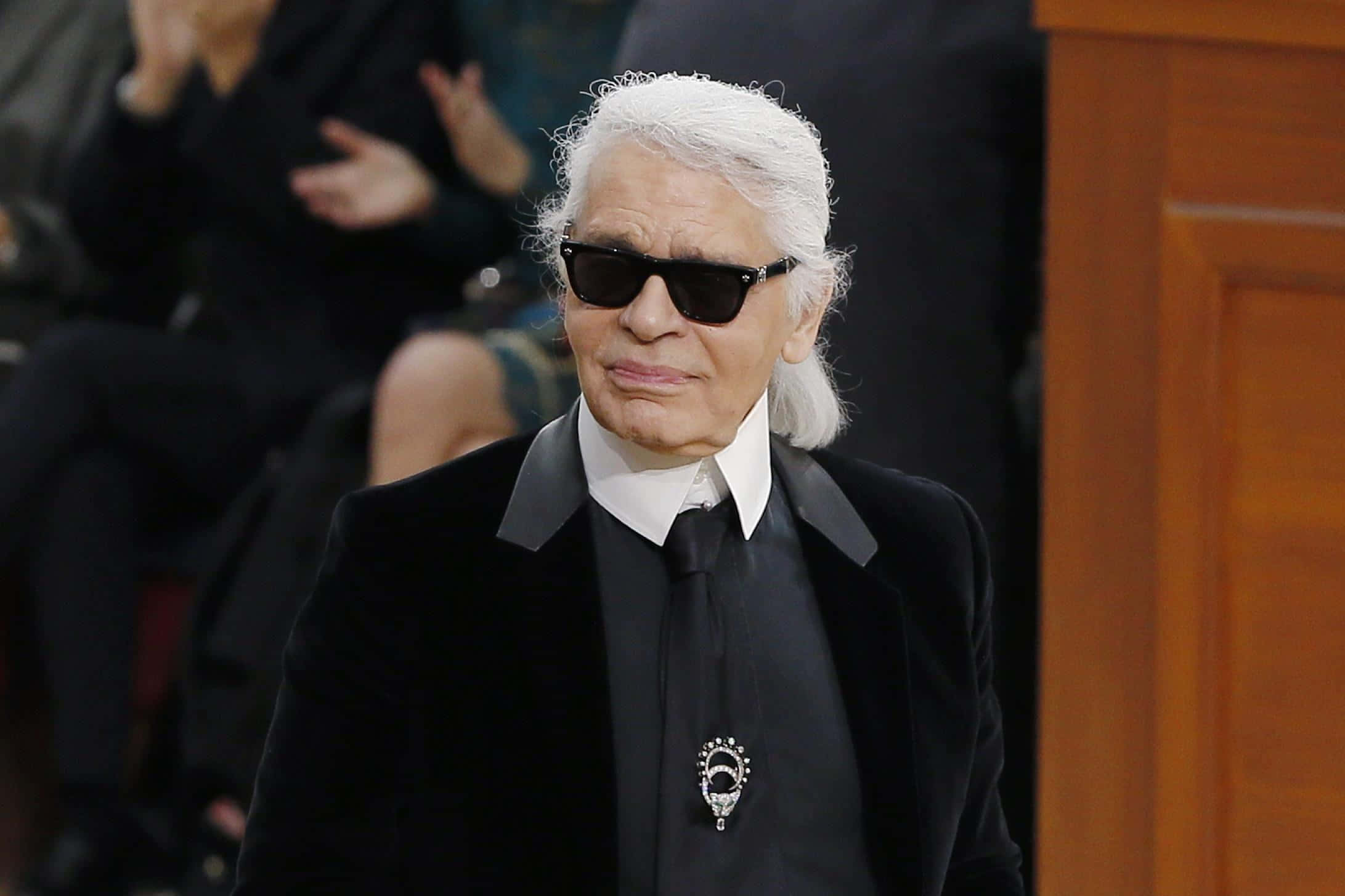 Karl Lagerfeld, black suit, sunglasses, Full HD Desktop Wallpaper