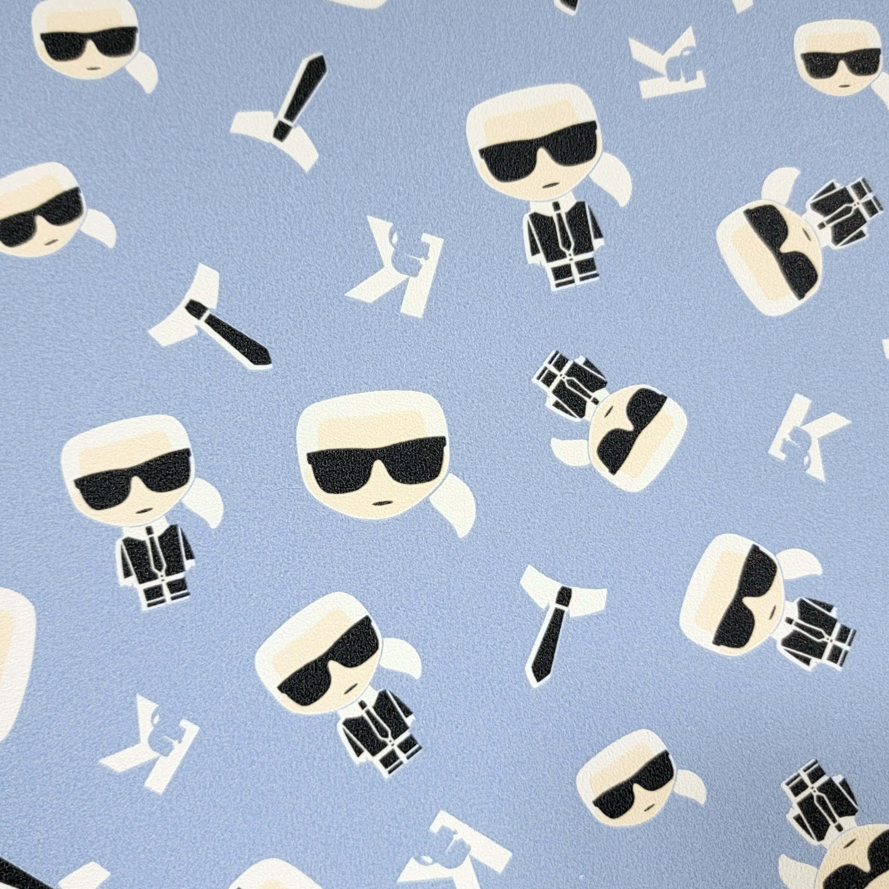 Karl Lagerfeld, black and white, soft blue, 2K Desktop Wallpaper