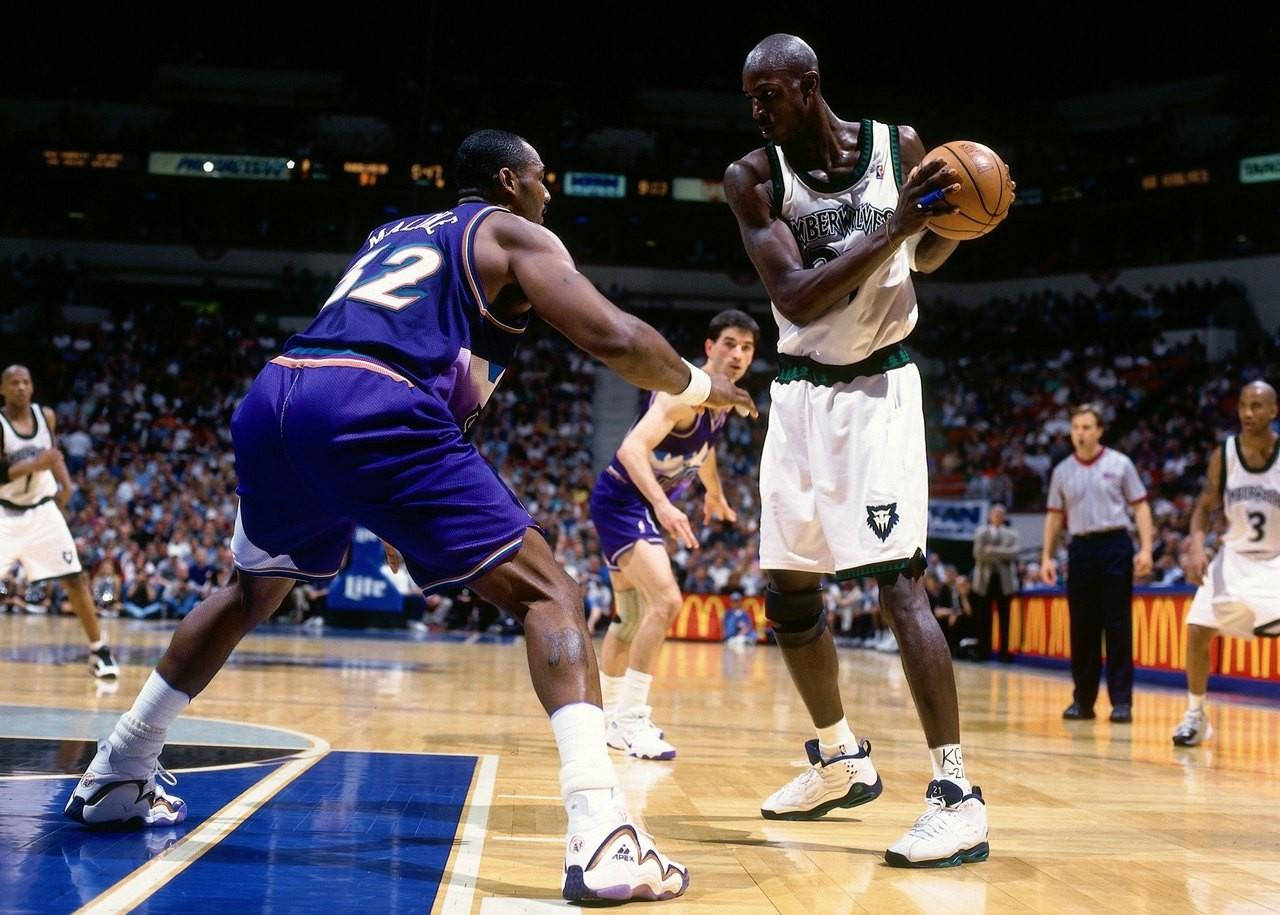 Karl Malone, white, purple, HD Desktop Wallpaper
