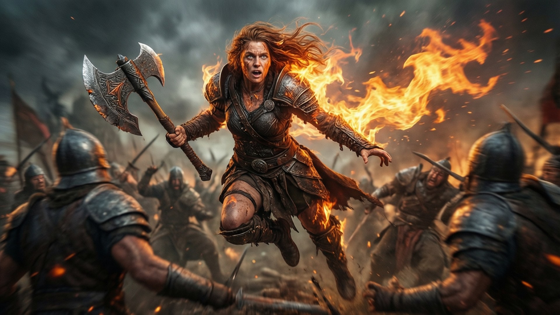 Karlach, Battle Fury, fiery trail, Full HD Desktop Wallpaper