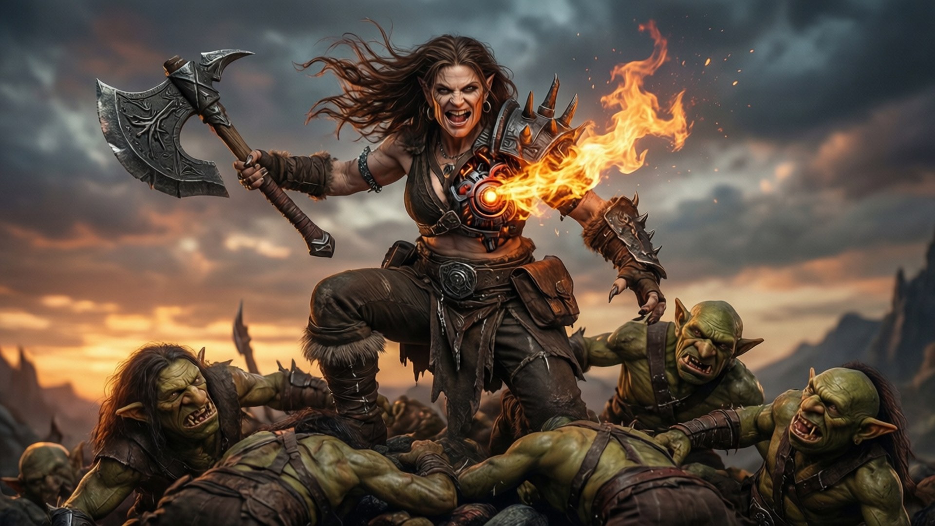 Karlach, goblins, fiery heart, Full HD Desktop Wallpaper