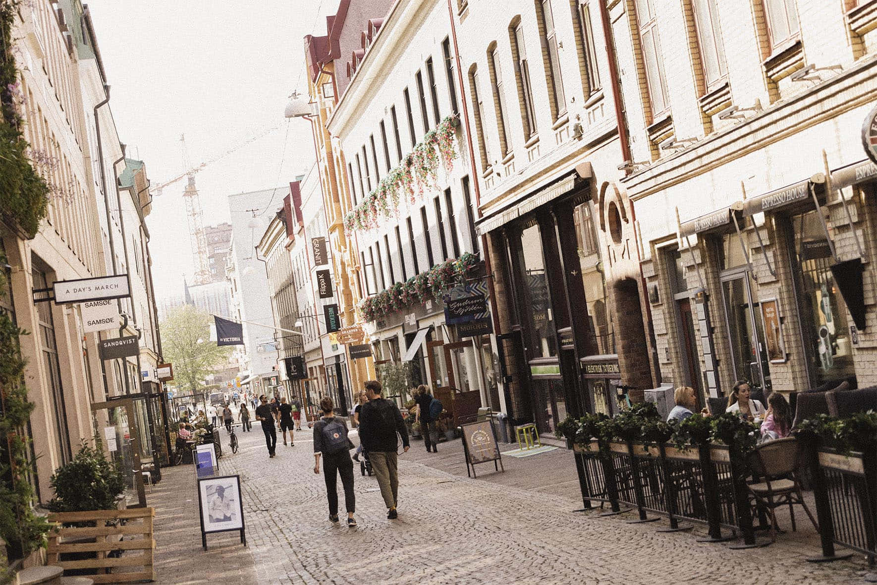 Karlshamn, cobblestone street, historic buildings, HD Desktop Wallpaper