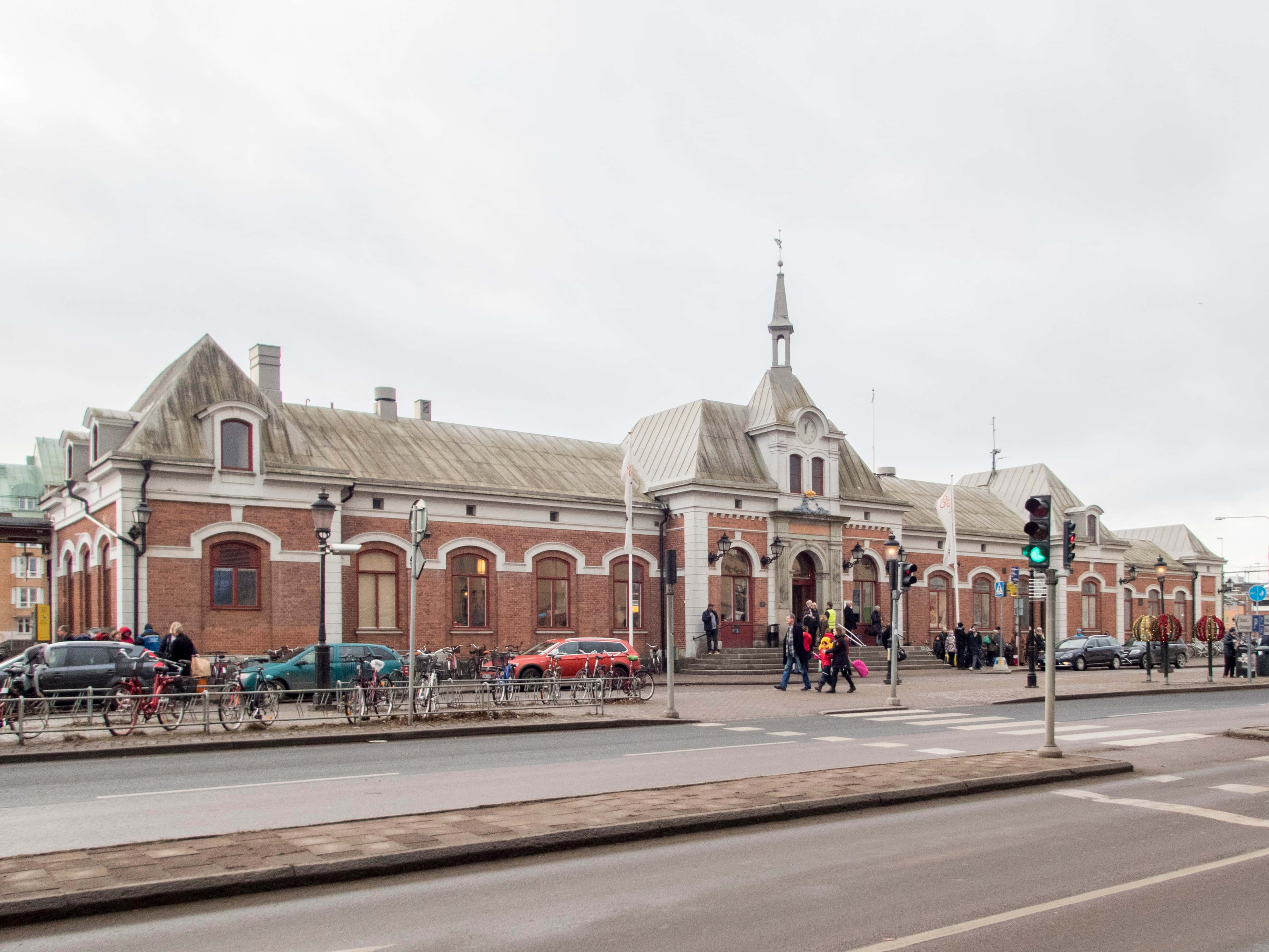 Karlstad Sweden, historic train station, red brick, 4K Desktop Wallpaper