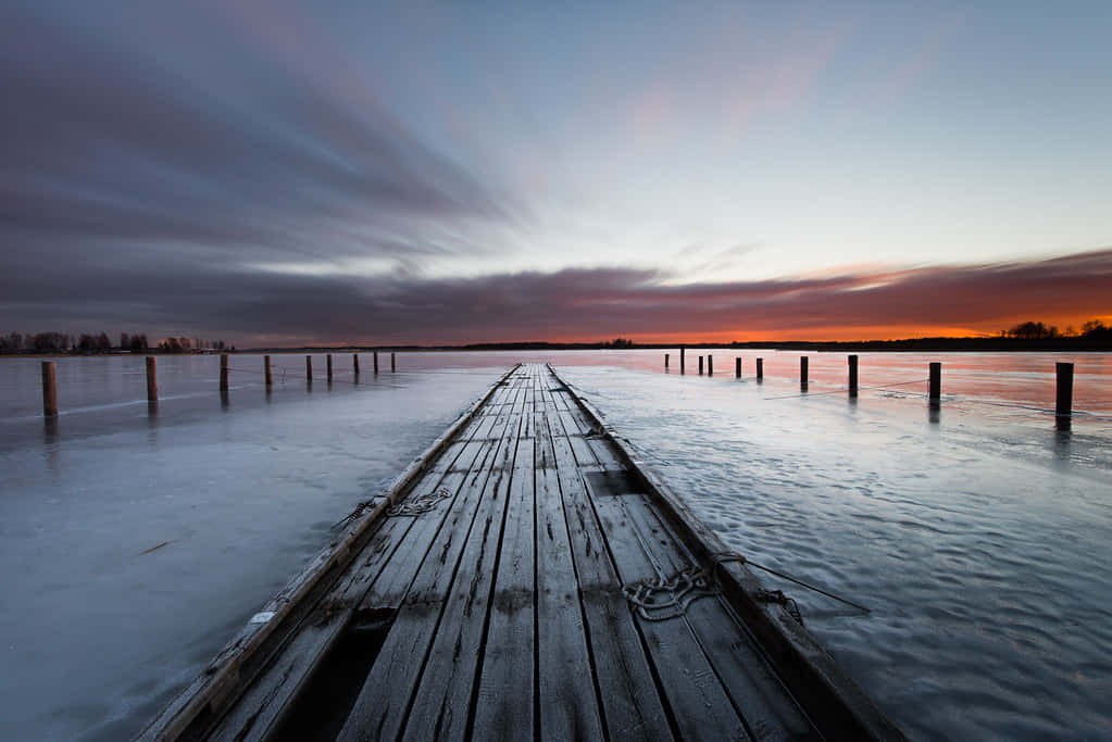 Karlstad Sweden, frozen lake, sunset, SD Desktop Wallpaper