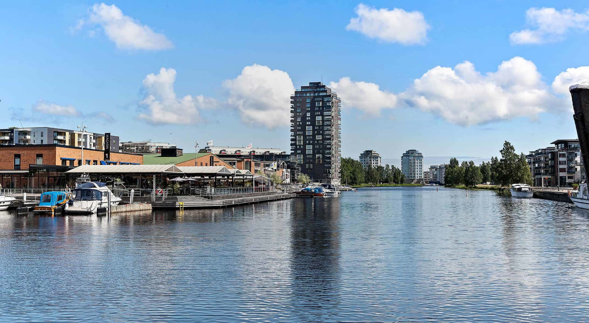 Karlstad, waterfront, canal, Full HD Desktop Wallpaper