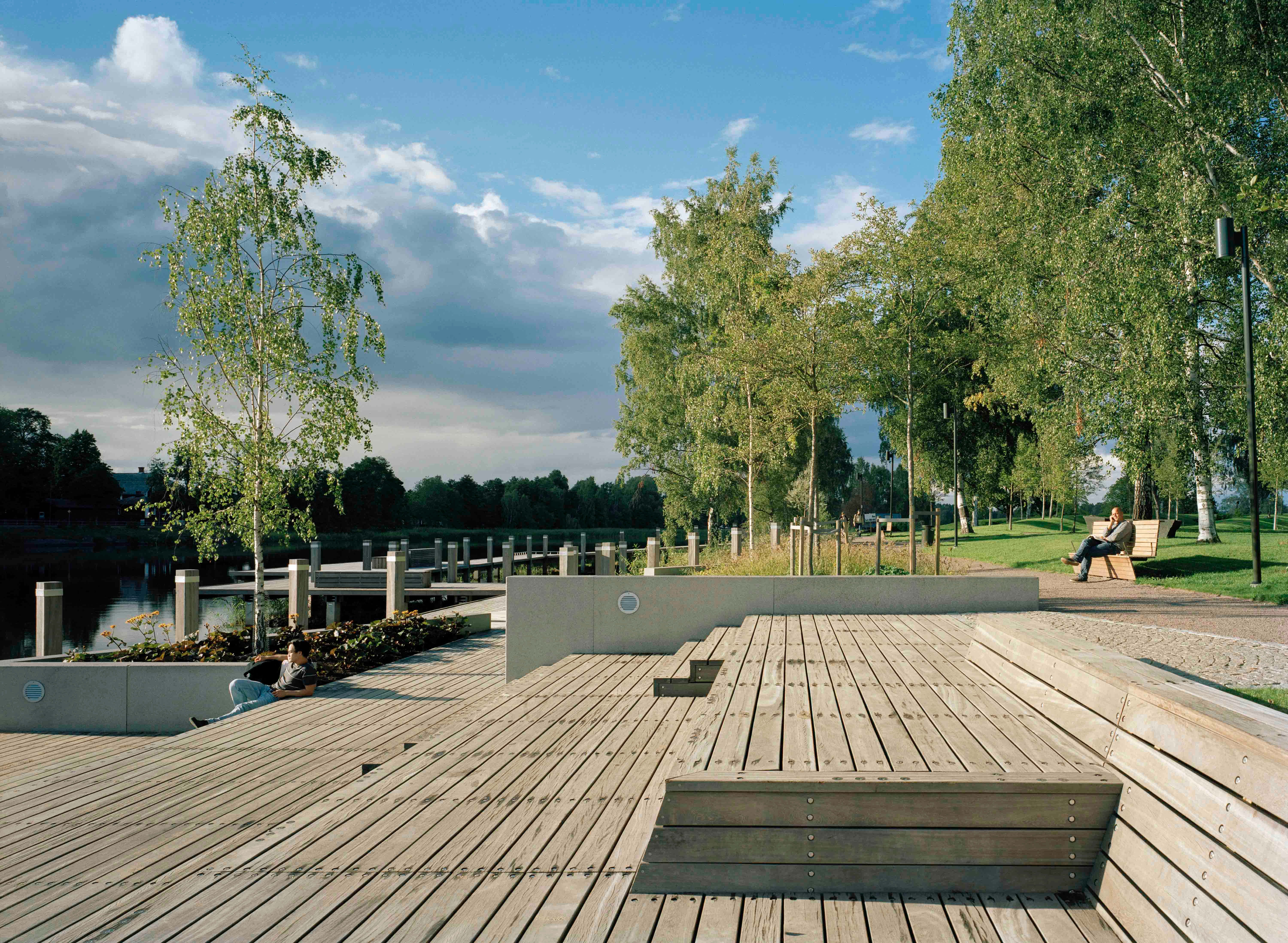 Karlstad, Sweden, wooden deck, 5K Desktop Wallpaper
