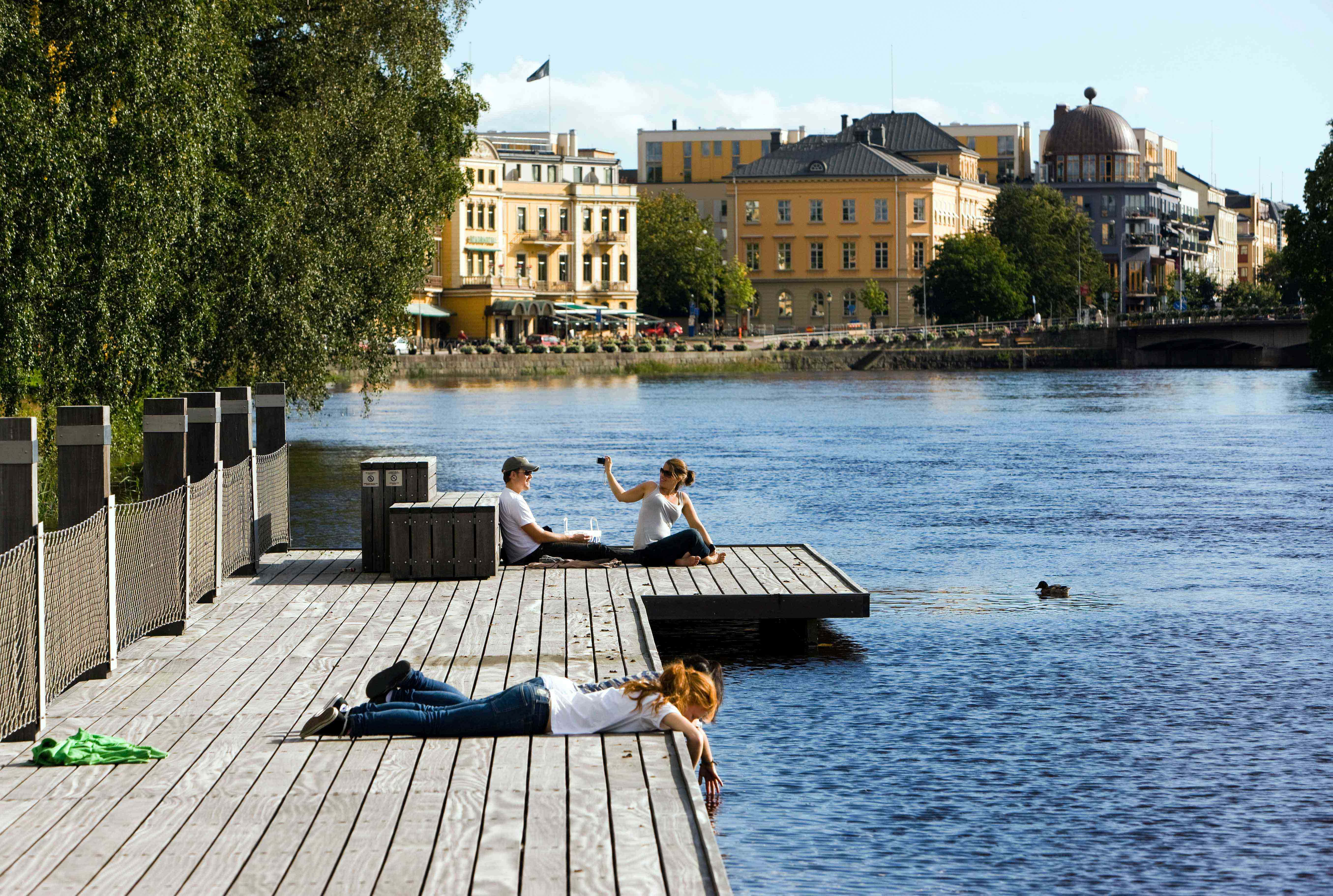 Karlstad, riverfront, wooden riverside dock, 5K Desktop Wallpaper