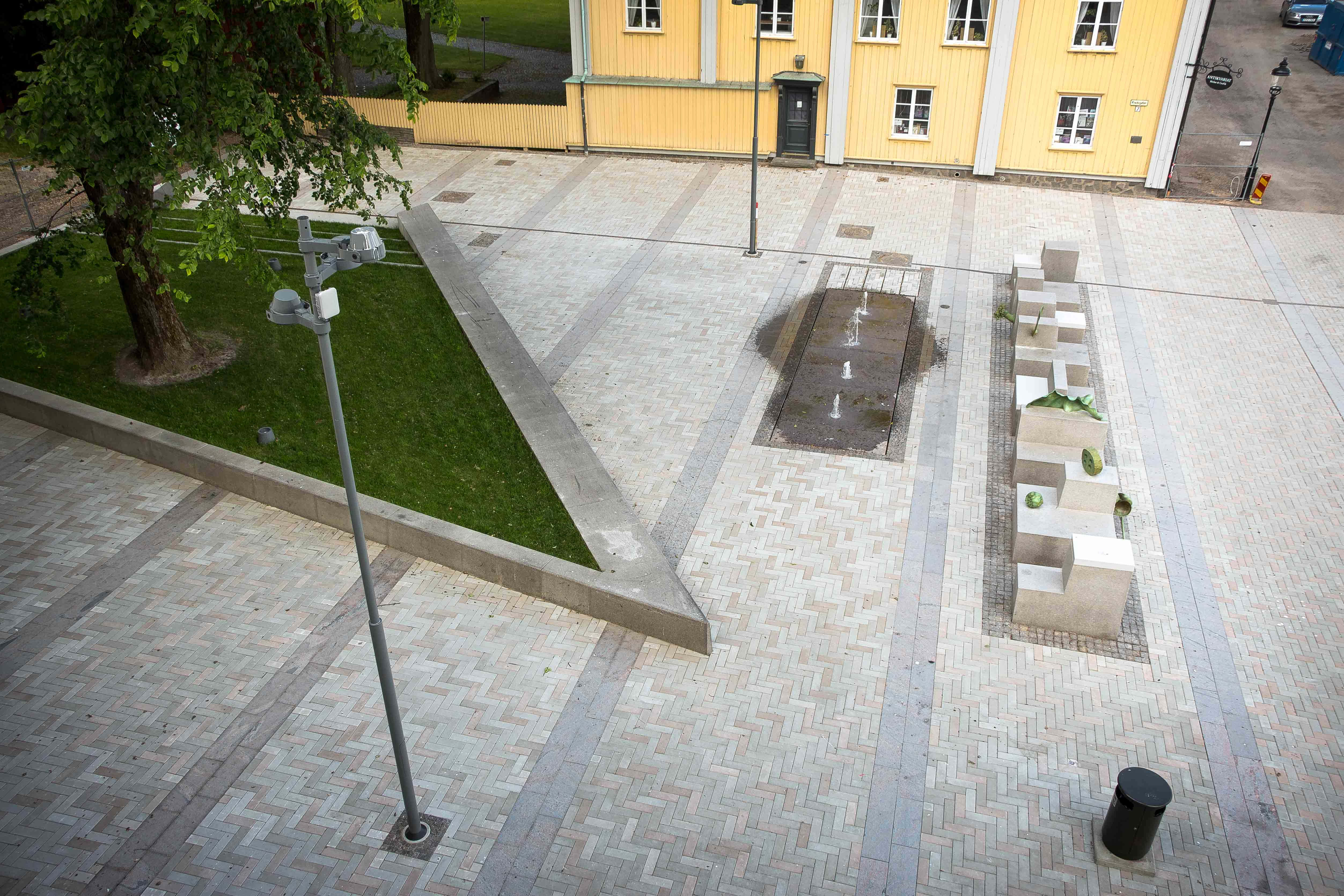 Karlstad Sweden, urban square, herringbone brick pavement, 4K Desktop Wallpaper