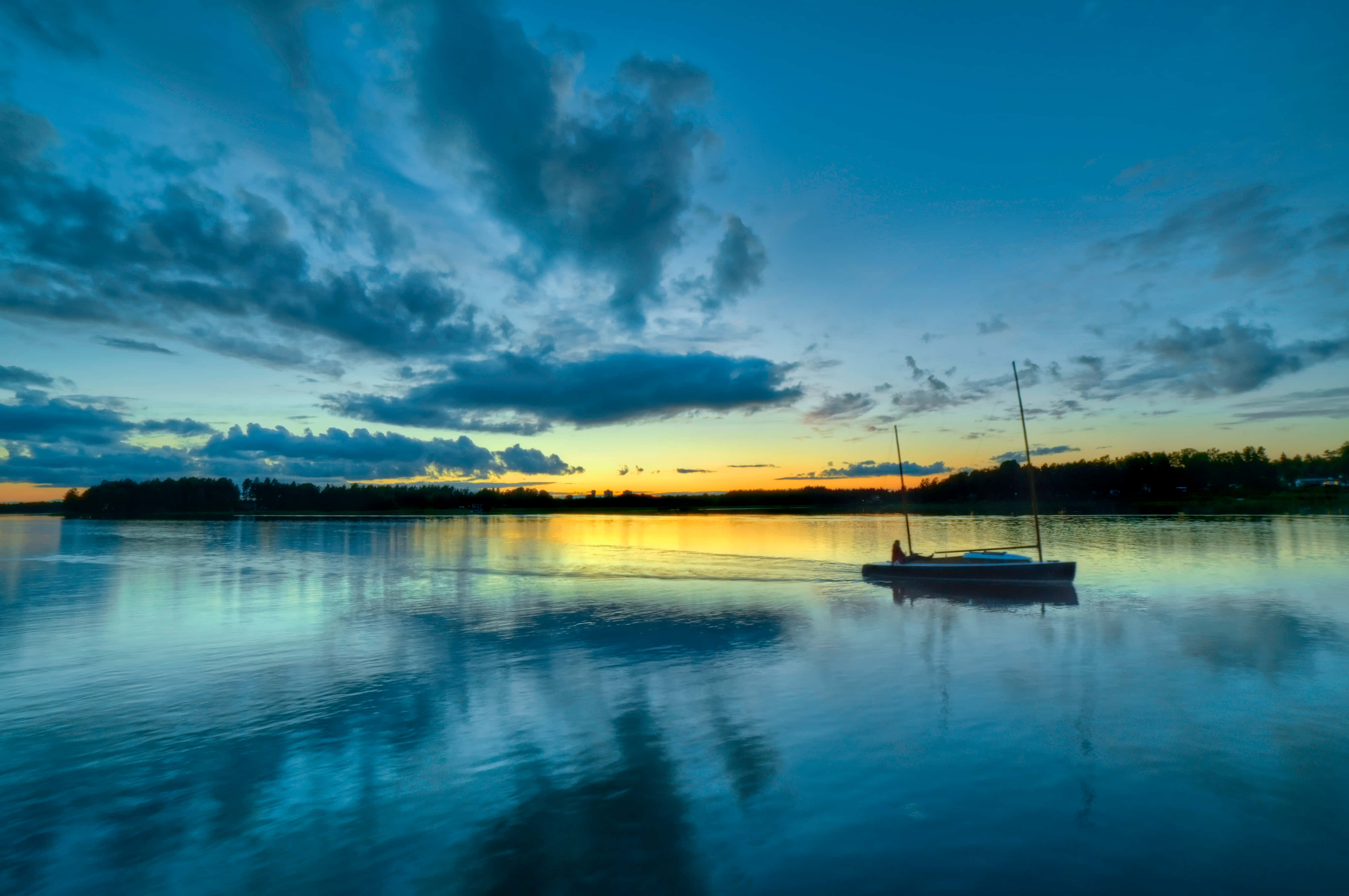Karlstad, sunset, lake, 4K Desktop Wallpaper