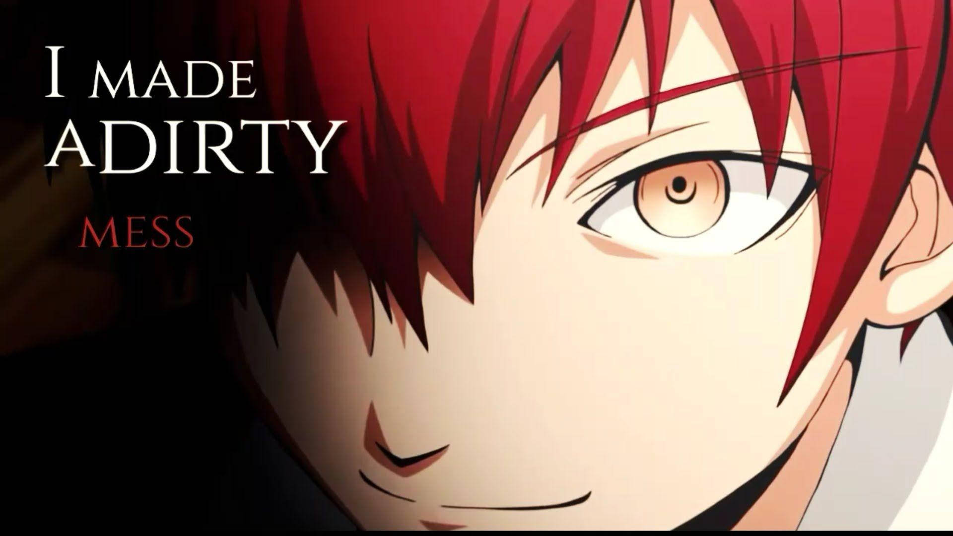 Karma Akabane, vibrant red hair, intense amber eyes, Full HD Desktop Wallpaper