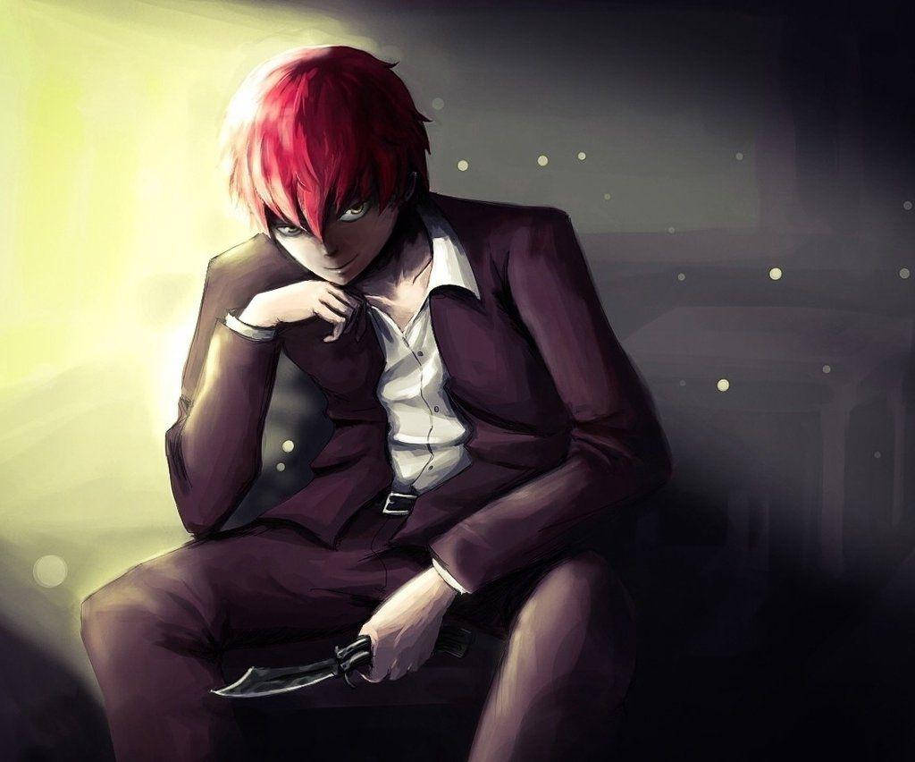Karma Akabane, red-haired, dark suit, SD Desktop Wallpaper